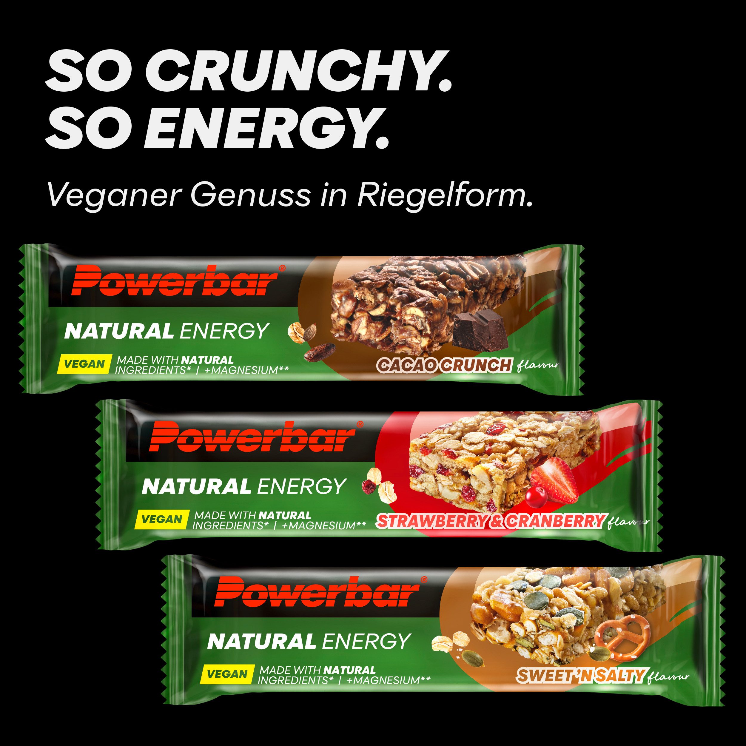 PowerBar Natural Energy Strawberry Cranberry 18x40g veganer Kohlenhydrat Riegel Riegel, 18 er Display à 18 St., Vegan und bis zu 25g Kohlenhydrate pro Riegel