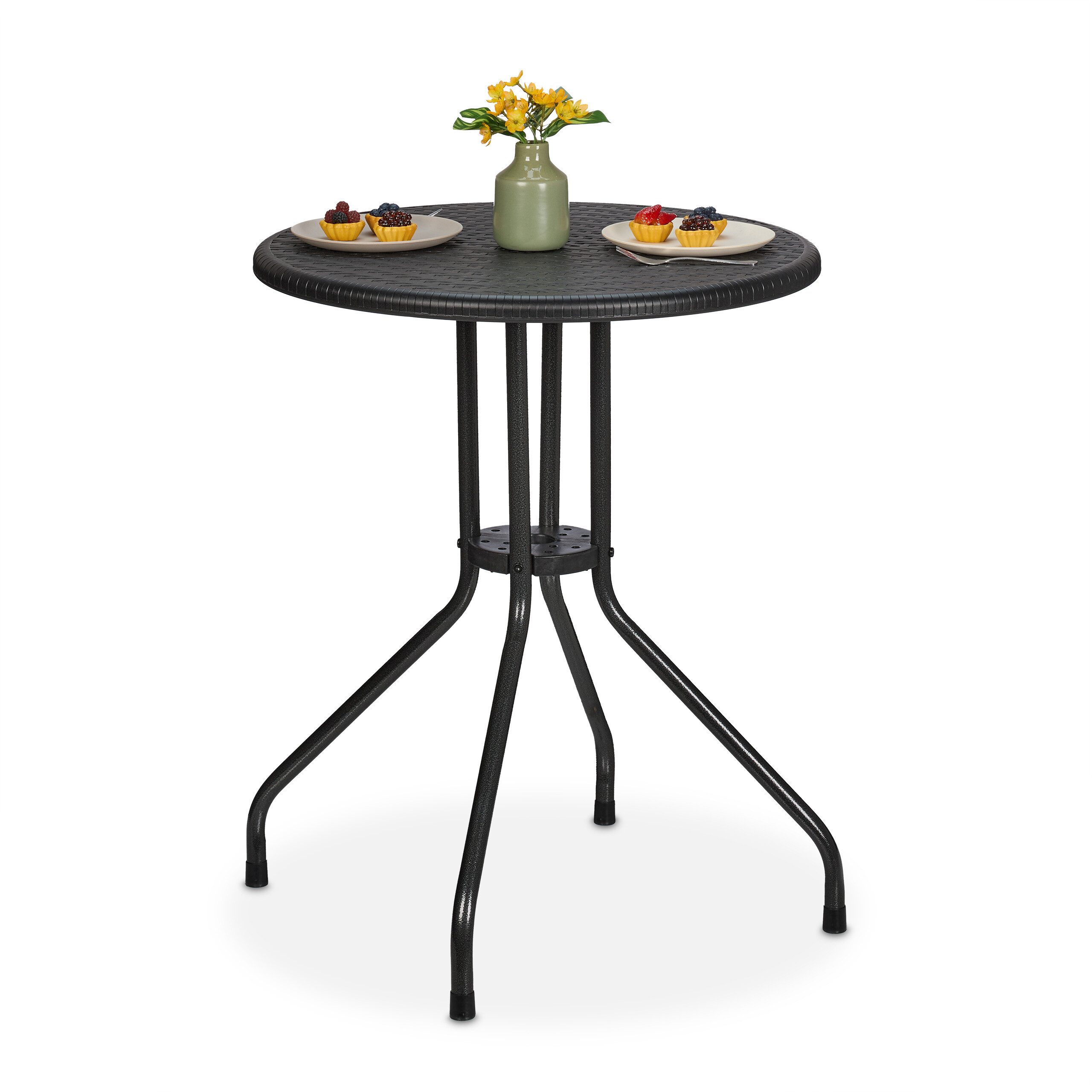 relaxdays Gartentisch Runder Gartentisch in Rattanoptik, günstig online kaufen