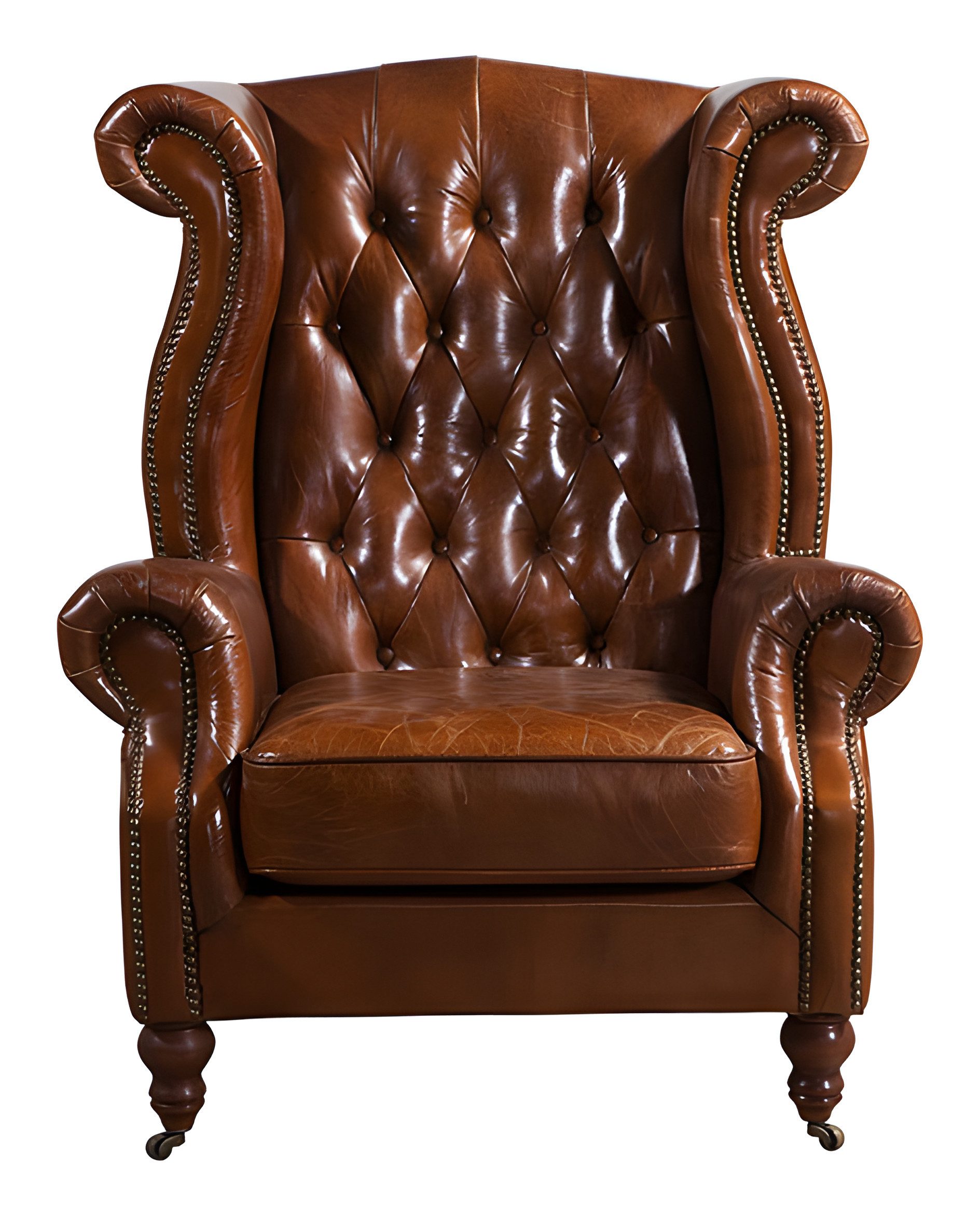 JVmoebel Ohrensessel Brauner Chesterfield Sessel aus hochwertigem Lederimitat (Packung, 1-St., Brauner Chesterfield Ohrensessel aus hochwertigem Material), Made in Europe