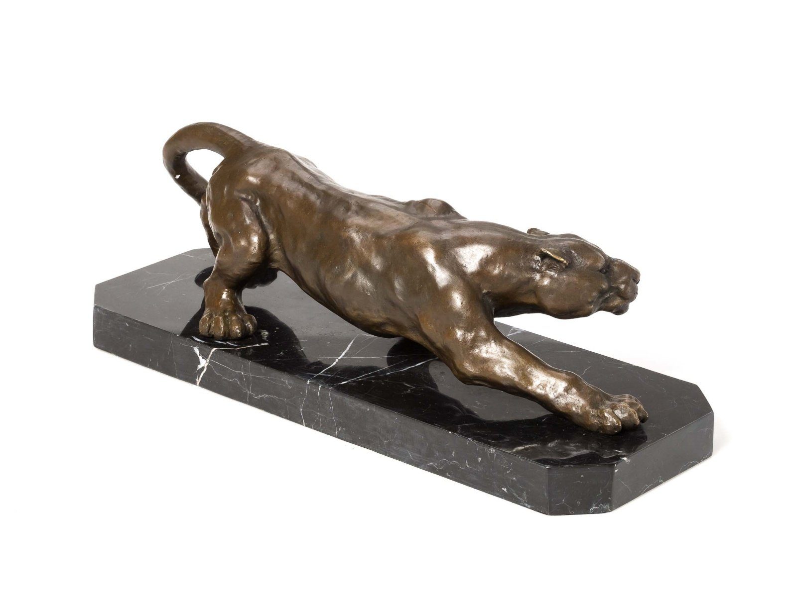 Aubaho Skulptur Bronze Leopard Panther Antik-Stil Bronzeskulptur Bronzefigur Skulptur