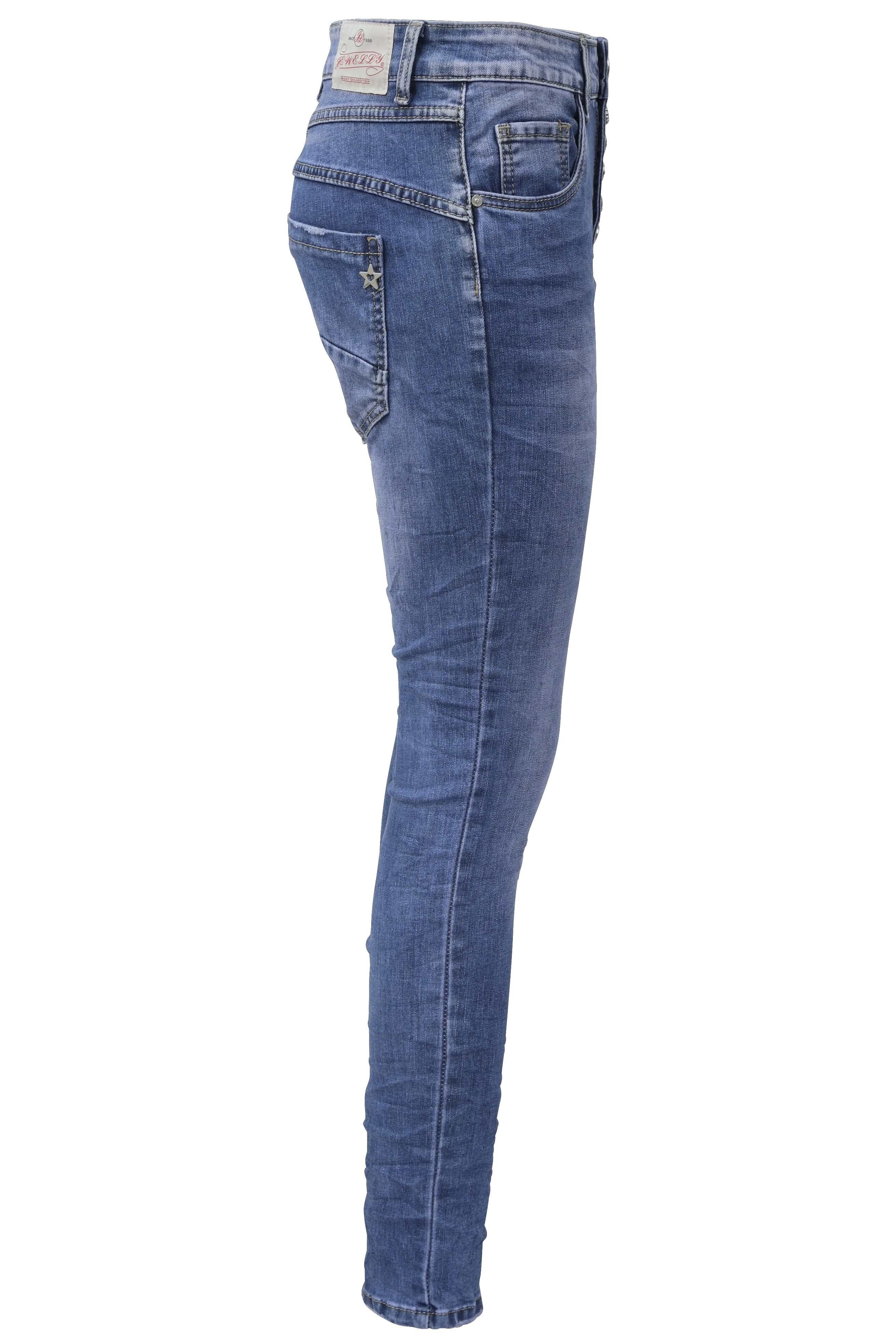 Jewelly Regular-fit-Jeans Stretch Jeans Five-Pocket Crash-Look im
