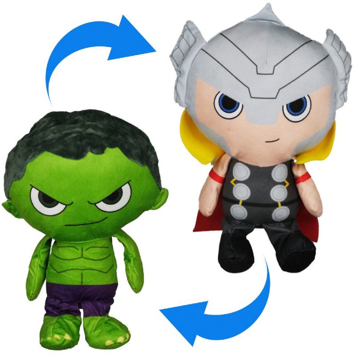 MARVEL Kuscheltier Reversible 30 cm Kuscheltier Wende Plüschtier Marvel Wende Kuscheltier (1-St), Marvel Wende Kuscheltier 30 cm Hulk Thor