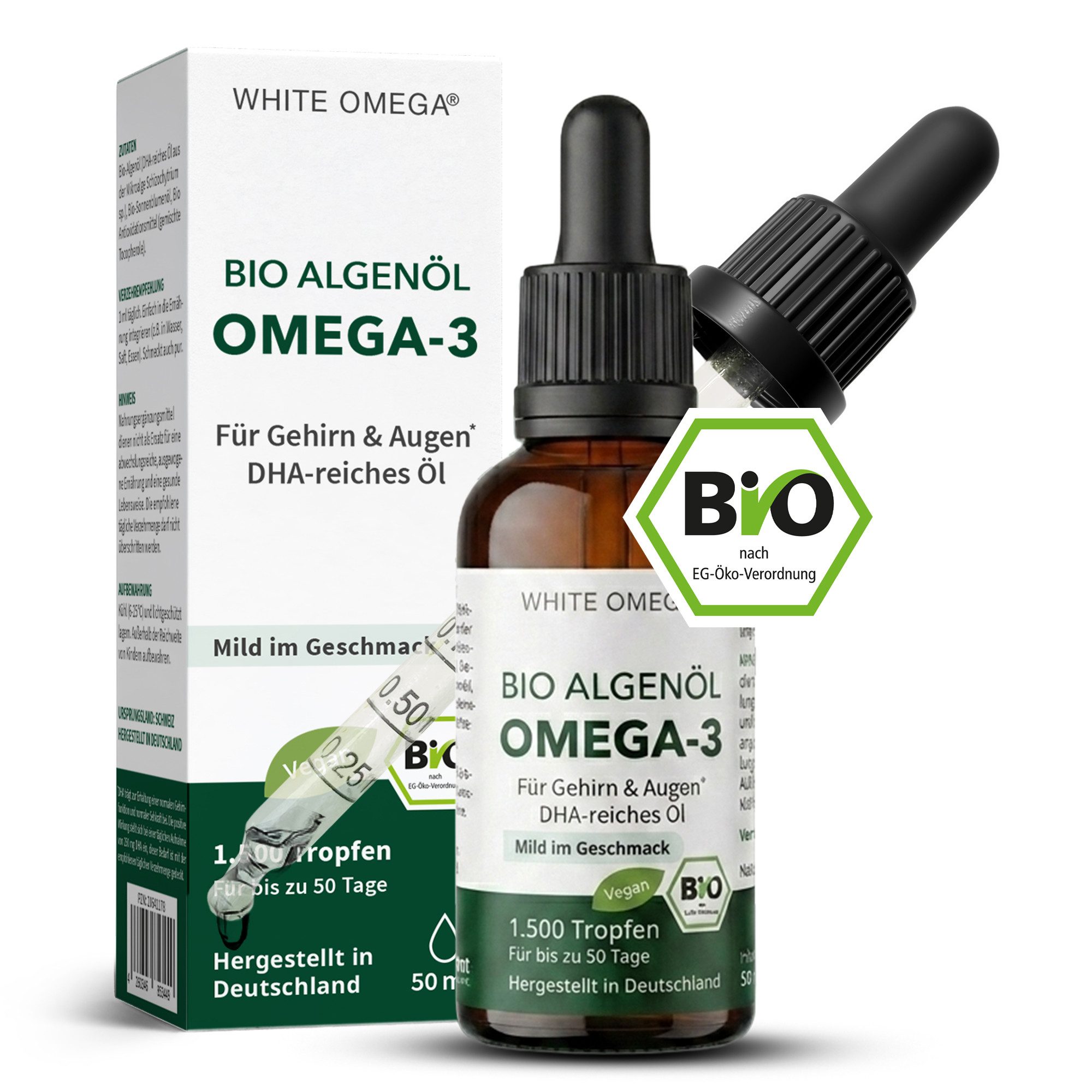 Cellavent Healthcare Bio Algenöl Tropfen - WHITE OMEGA® Tropfen, Bio-Qualität