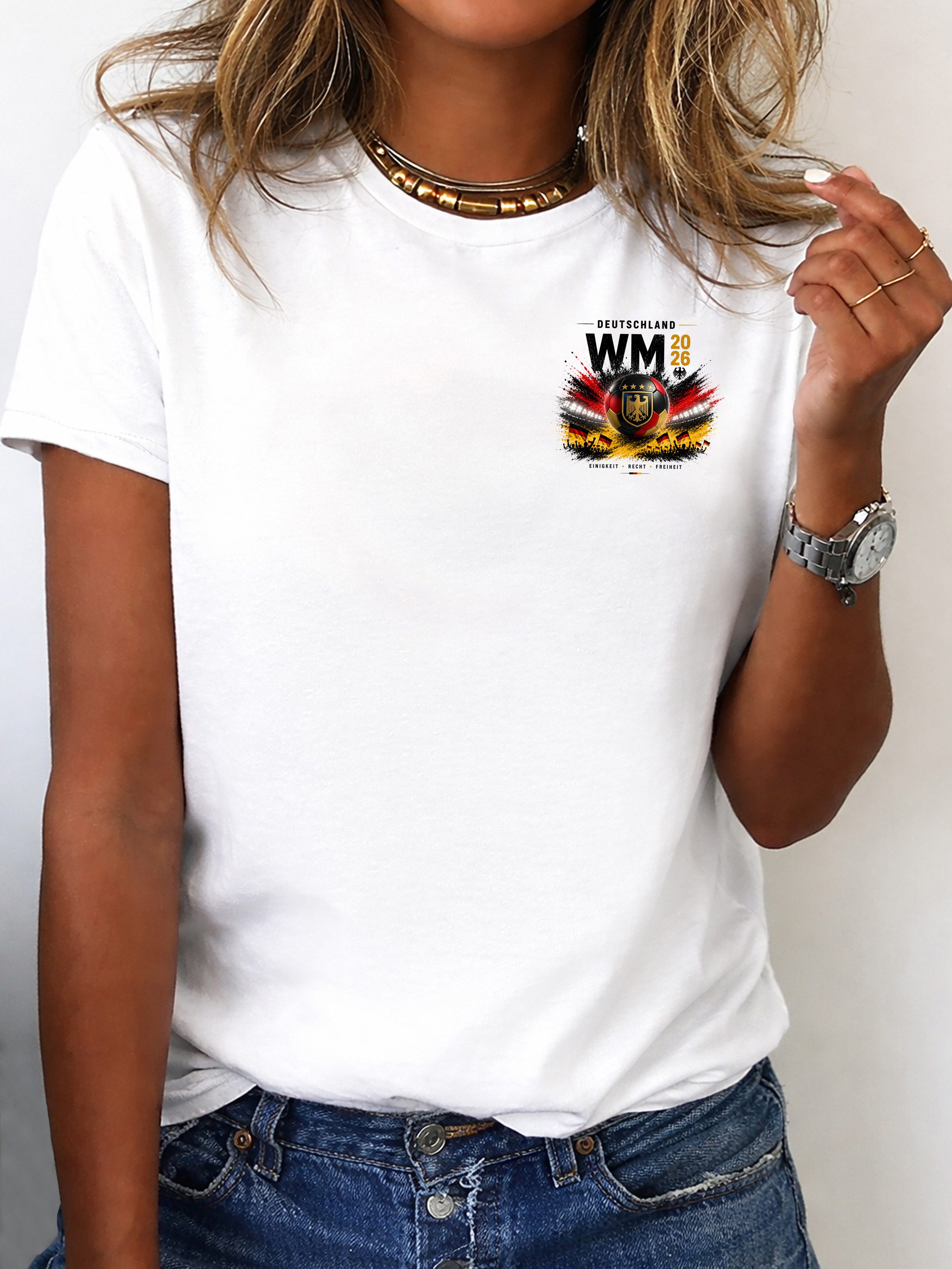 RMK Damen Shirt Rundhals Basic Fußball Deutschland WM 2026 aus Baumwolle