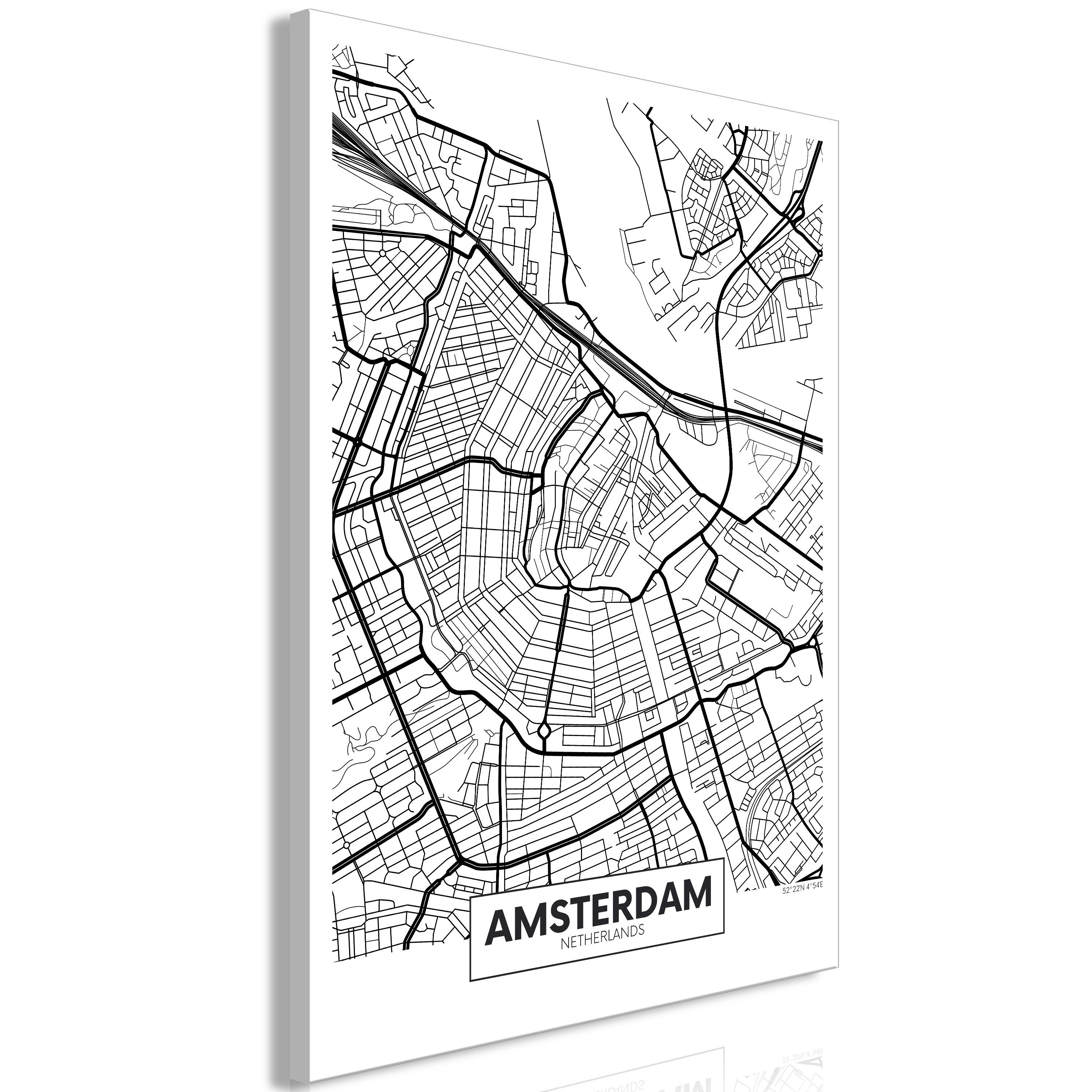 Artgeist Wandbild Map of Amsterdam (1 Part) Vertical