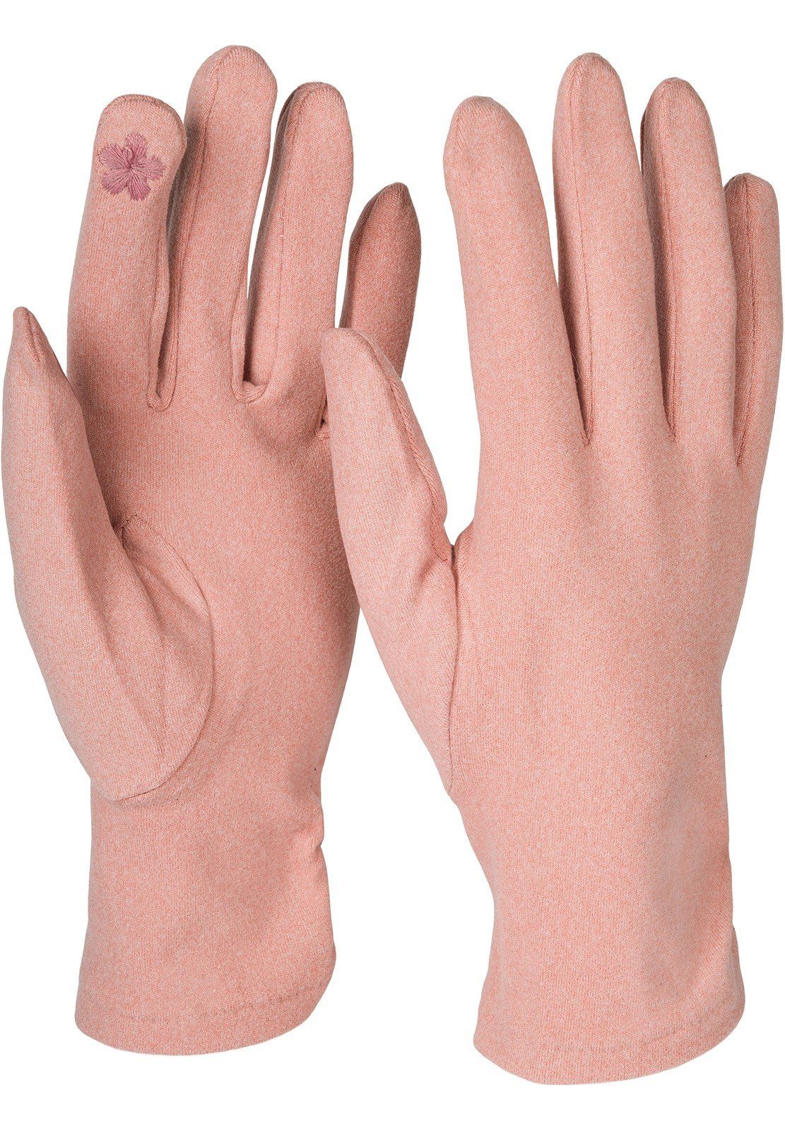 styleBREAKER Fleecehandschuhe Touchscreen Handschuhe seitlich gerafft Rose