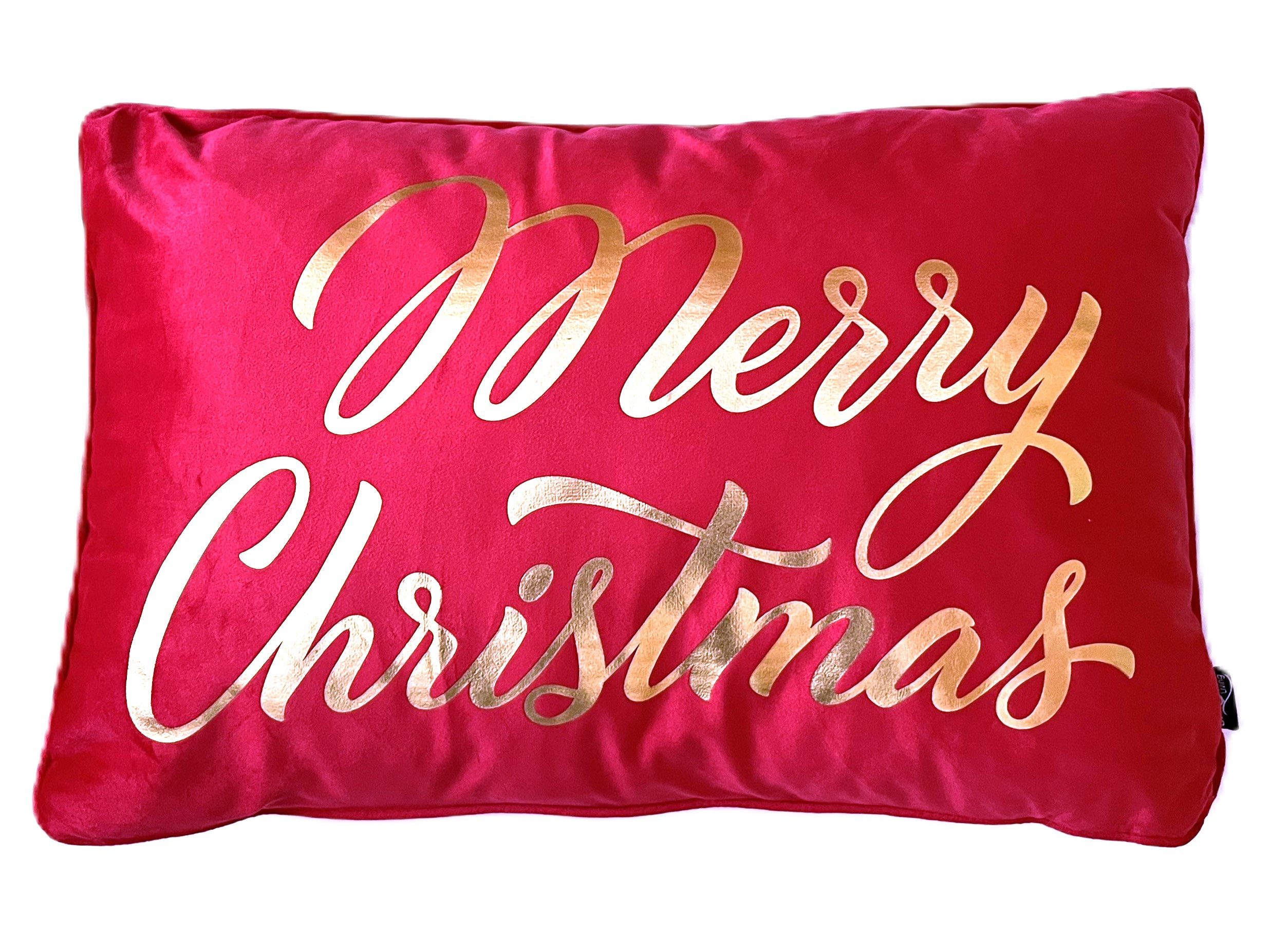 UNIQUE Living Zierkissen Samtkissen Weihnachten Pink Gold Länglich Frohe Weihnachten 60 cm