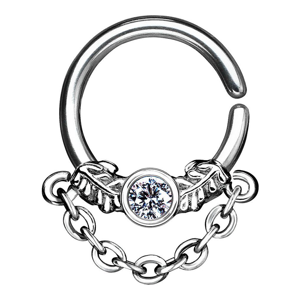 Nasenpiercing Piercing Ring Septum Ohrpiercing Blatt mit Kette
