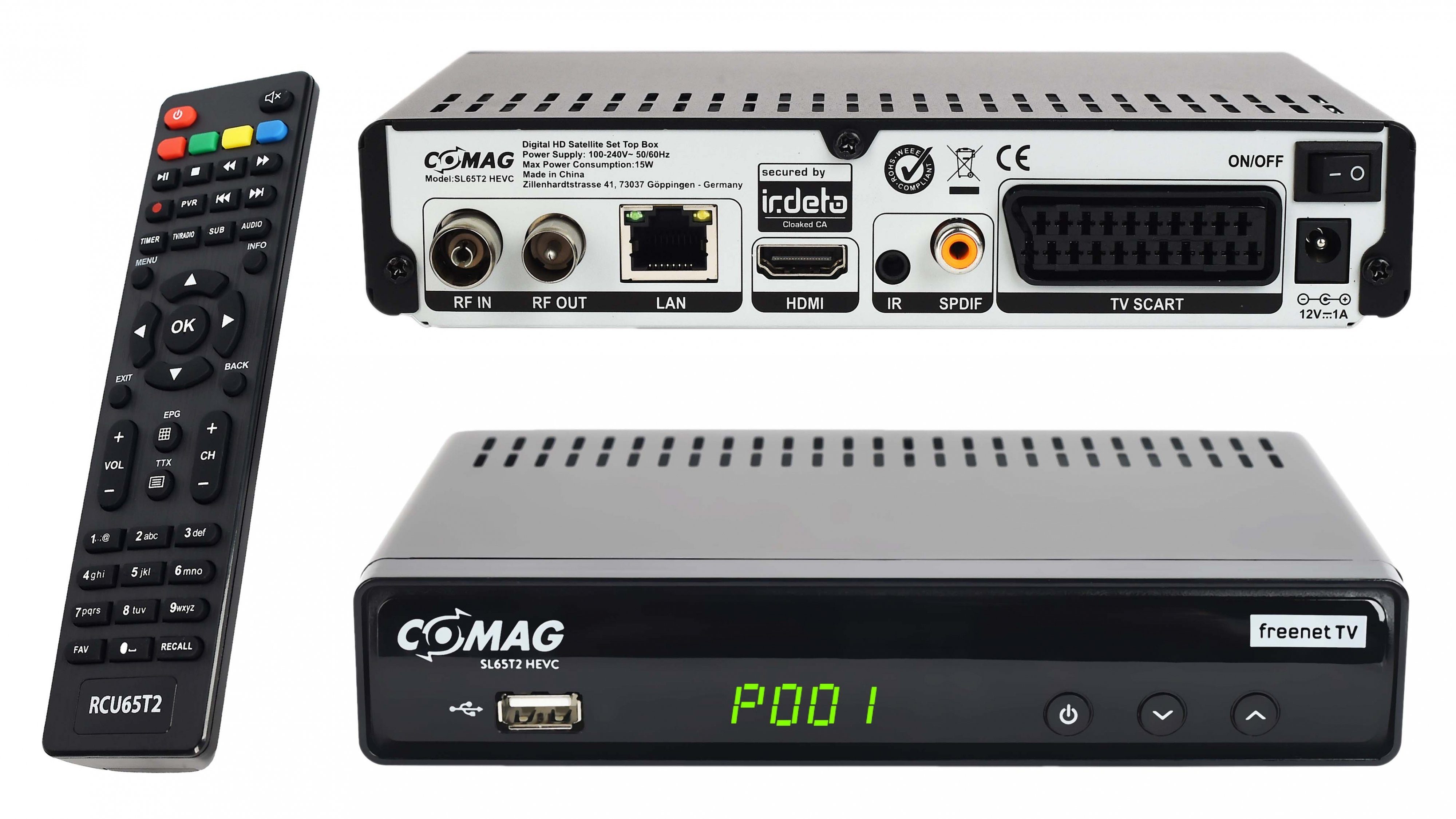 Comag SL65T2 TV, HDMI HD HD Player, (2m Full Full-HD) PVR freenet Receiver Kabel, Media DVB-T2 ready