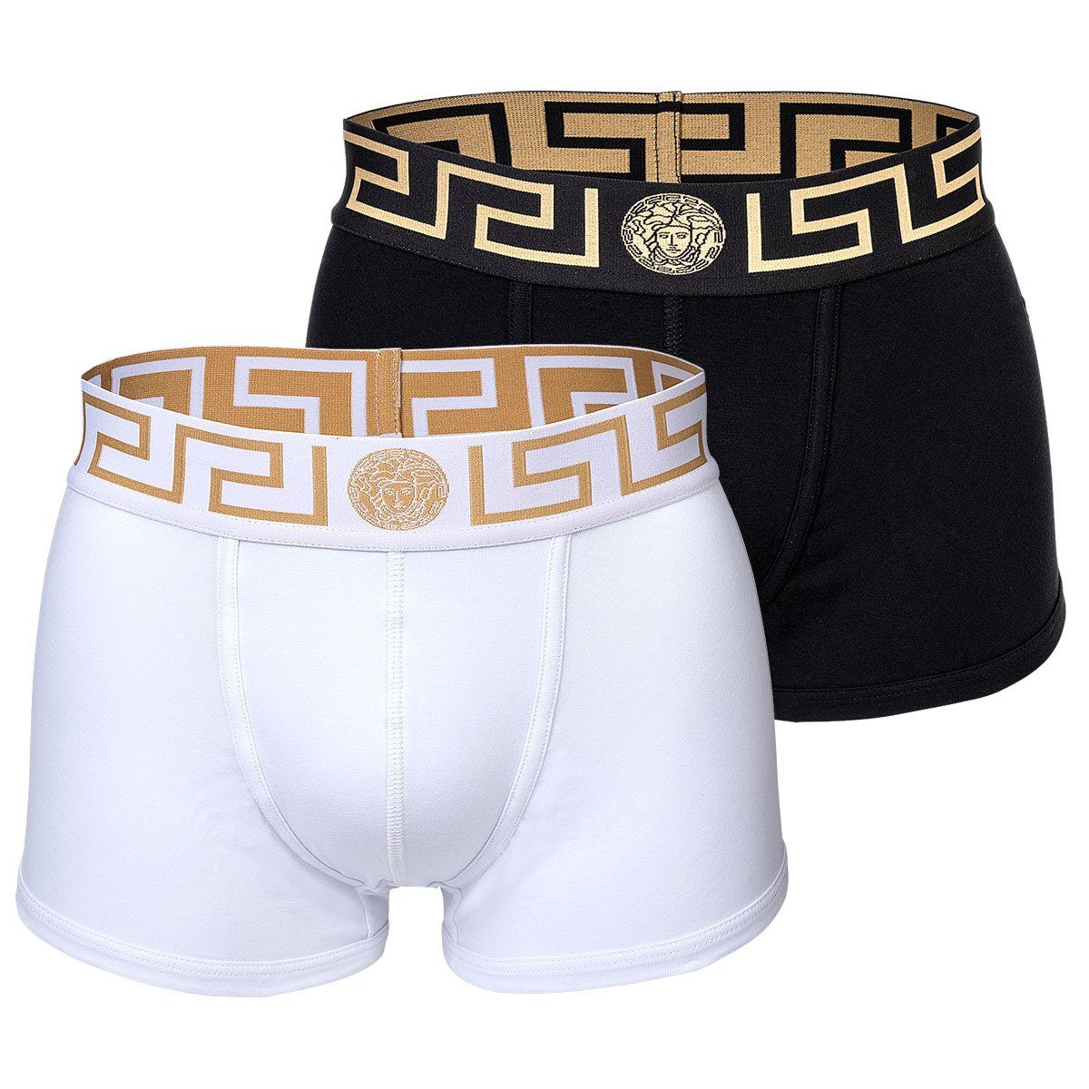 Versace Boxer Herren Boxer Shorts, 2er Pack - Trunk Schwarz/Weiß/Gold