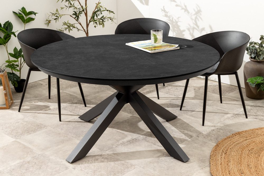 riess-ambiente Gartentisch GALAXY 120cm anthrazit – Keramik, Aluminium, rund, wetterfest (Einzelartikel, 1-St), In- & Outdoor-Tisch für 5 Personen – ideal für Garten & Terrasse
