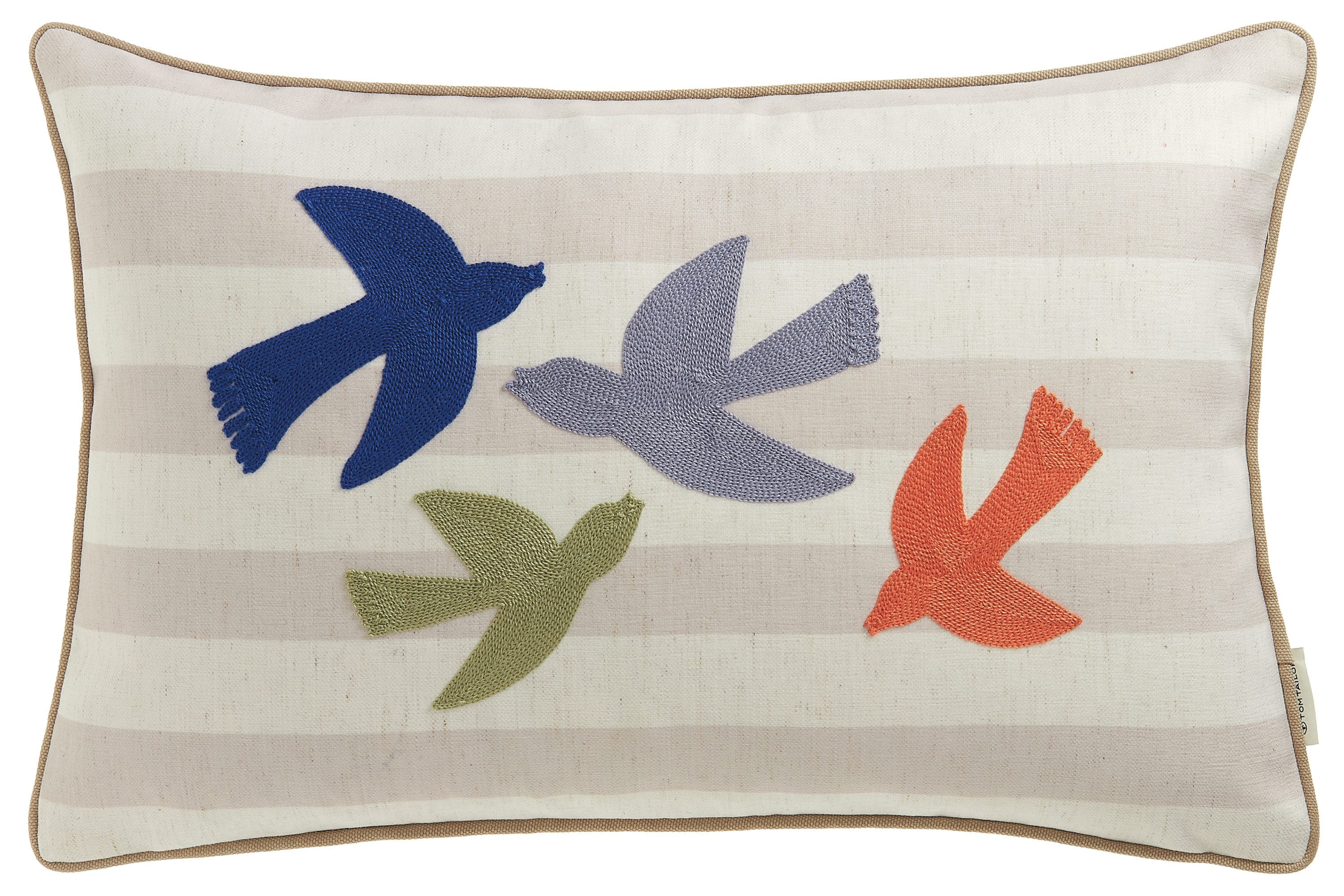 TOM TAILOR HOME Dekokissen Birds, bestickt, mit Naturfaseranteil