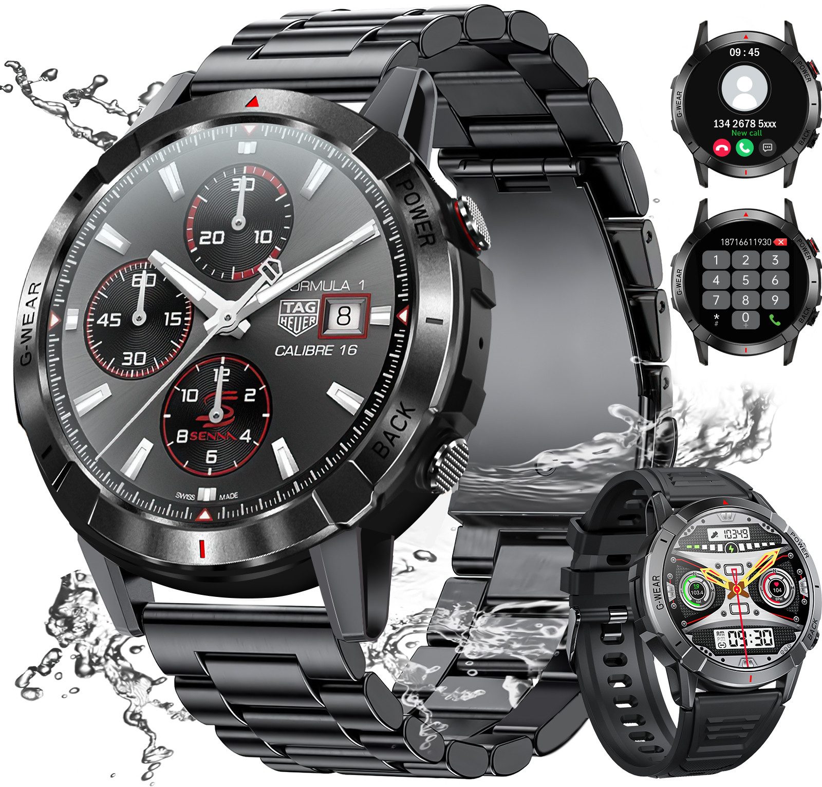 Forrlite Smartwatch Damen Herren mit Telefonfunktion Smartwatch Smartwatch (2.01 Zoll) Mit Encoderfunktion,Fitness Tracker Uhr mit 2 Kombinationen von Armbändern,(Fitnessuhr mit Anruffunktion 2,01"" HD Voll Touchscreen Zoll,Smartwatch Fitness Tracker Uhr mit 120+Sportmodi,IP67 Wasserdicht,Uhren Watch für Android IOS,Fitnessuhr Tracker mit Pulsmesser Schrittzähler Schlafmonitor Aktivitätstracker cm, Uhren cm)