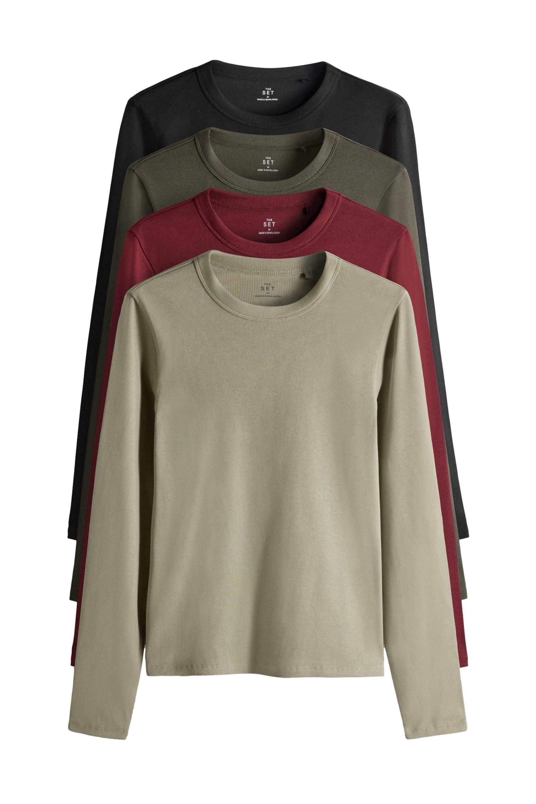 The Set Langarmshirt The Set Gerippte Langarmshirts, 4er-Pack (4-tlg) günstig online kaufen
