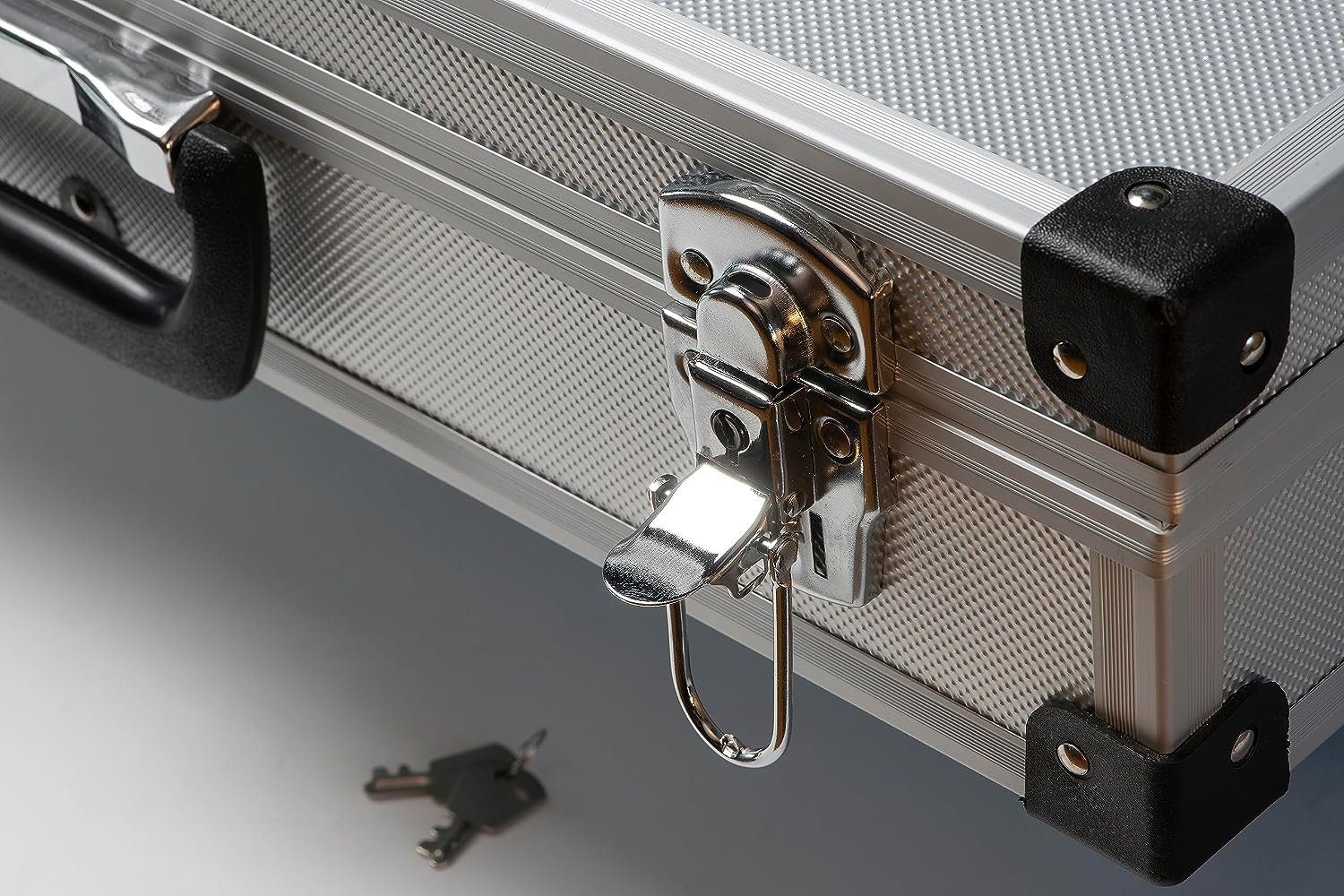 MC.Sammler Werkzeugbox Alukoffer mit Schaumstoff Rasterschaumstoff 400 x 290 x 100 mm (Werkzeug Aufbewahrung Outdoor Koffer mit Schaumstoffeinlage), Transportkoffer für Messinstrumente Messgeräte Kamera