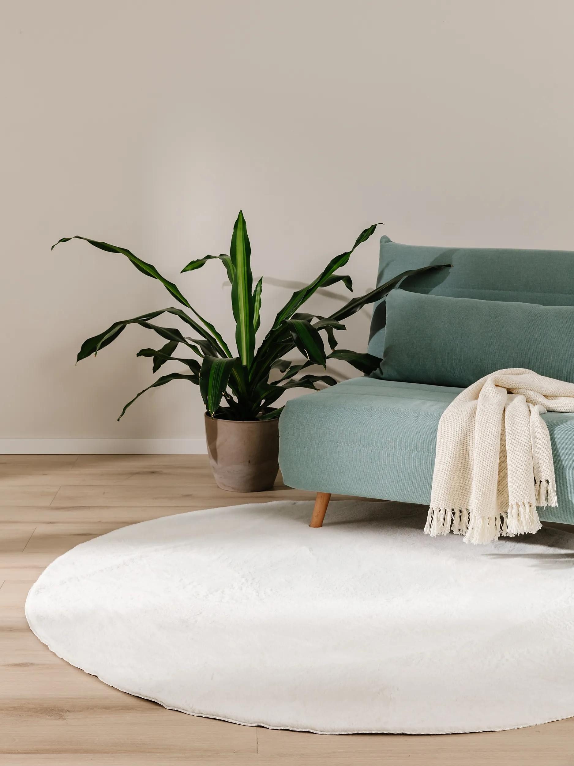 benuta Fellteppich Furry, rund, Höhe: 11 mm, Teppich Wohnzimmer, Esszimmer, Schlafzimmer, Flur, Weich, Rutschfest