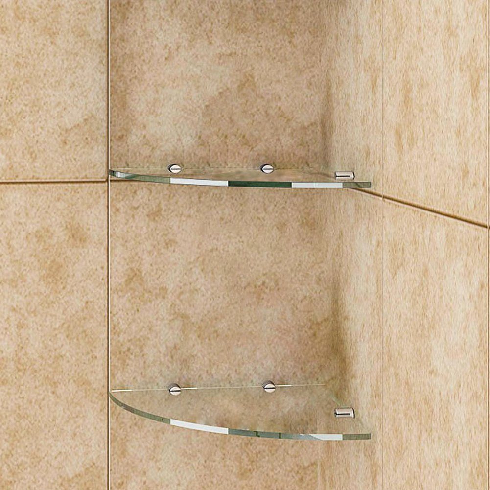 SONNI Einlegeboden Glasregal Sicherheitsglas für Duschwand Duschraum (2 Lagerregal St), transparent