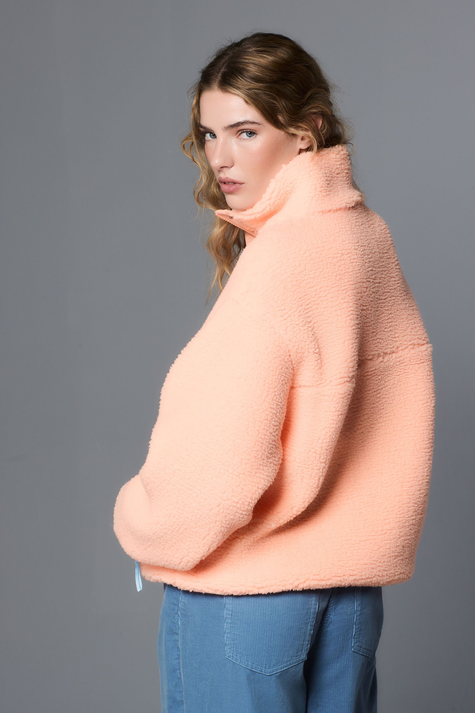 Next Fleecejacke Geknöpfte Borgjacke mit grafischem Blumenmuster (1-St)