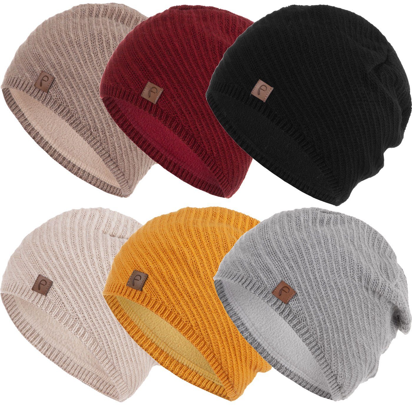 Faera Strickmütze Wintermütze Damen Mütze Beanie Haube gefüttert Strickmütze Damenmütze