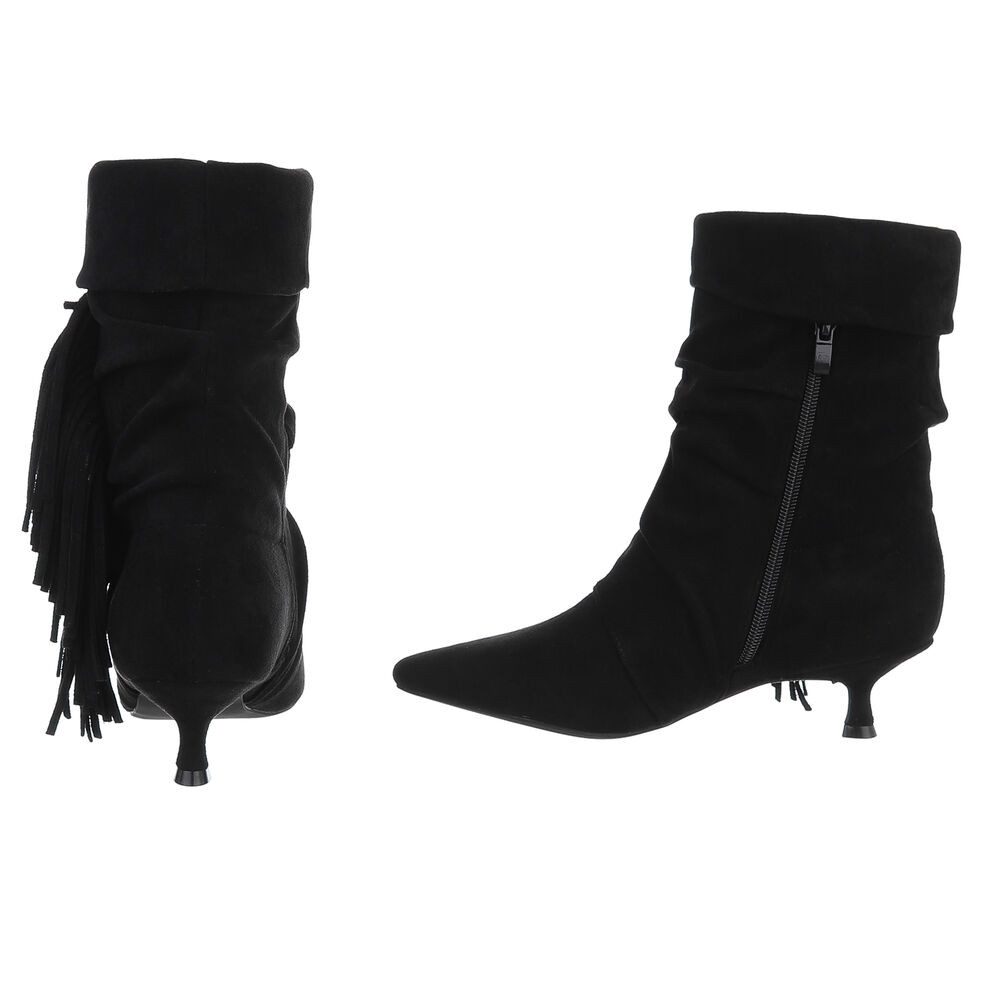 Ital-Design Eleganter Stiefel mit Fransendetails für Damen Stiefelette (90417841) Pfennig-/Stilettoabsatz Stiefeletten in Schwarz – Bild 5 von 5