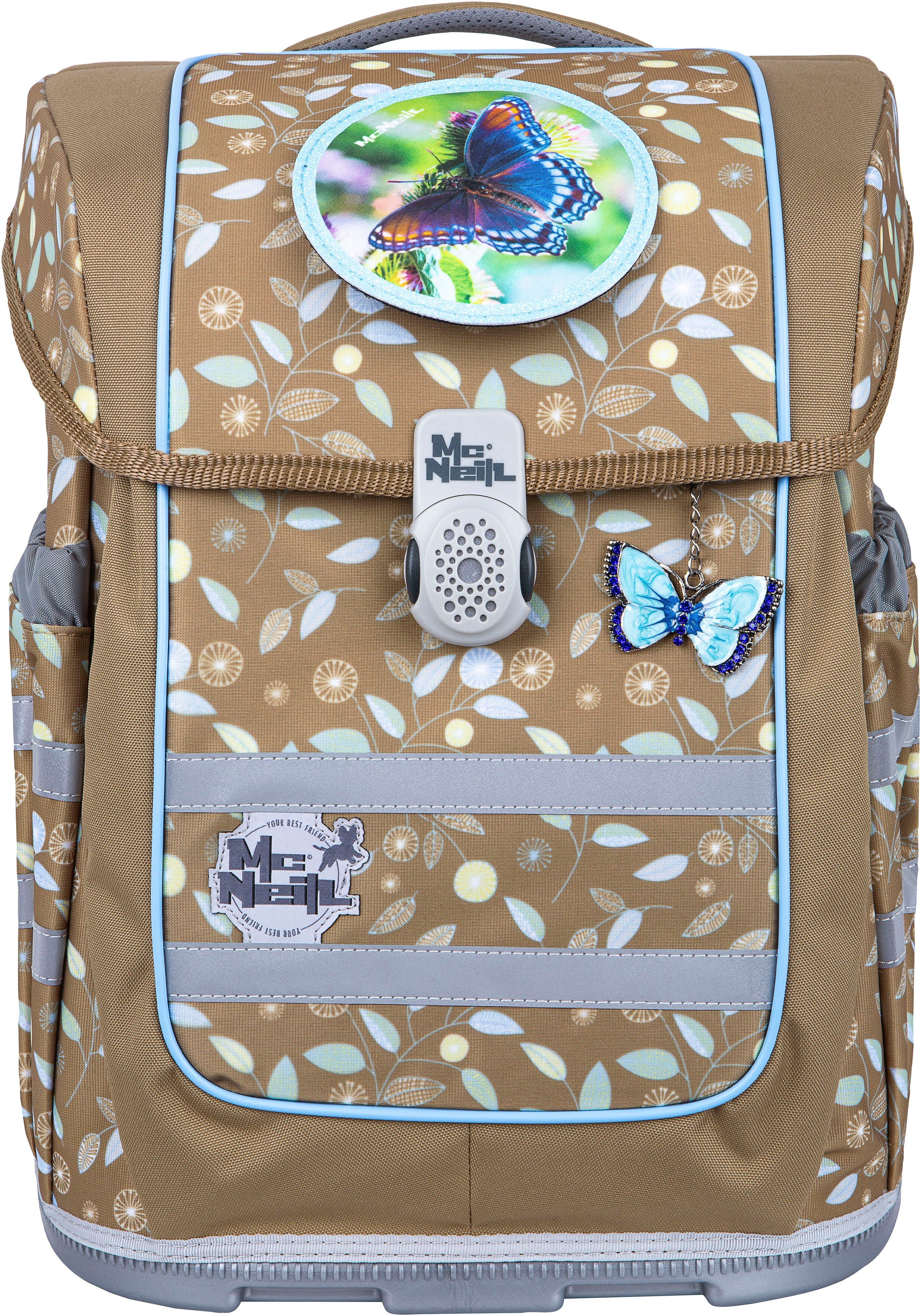 McNeill Schulranzen Ergo Compacto, Greta (Set, 5-tlg), inkl. Federmäppchen, Turnbeutel, Schlamperrolle & Motivmagnet