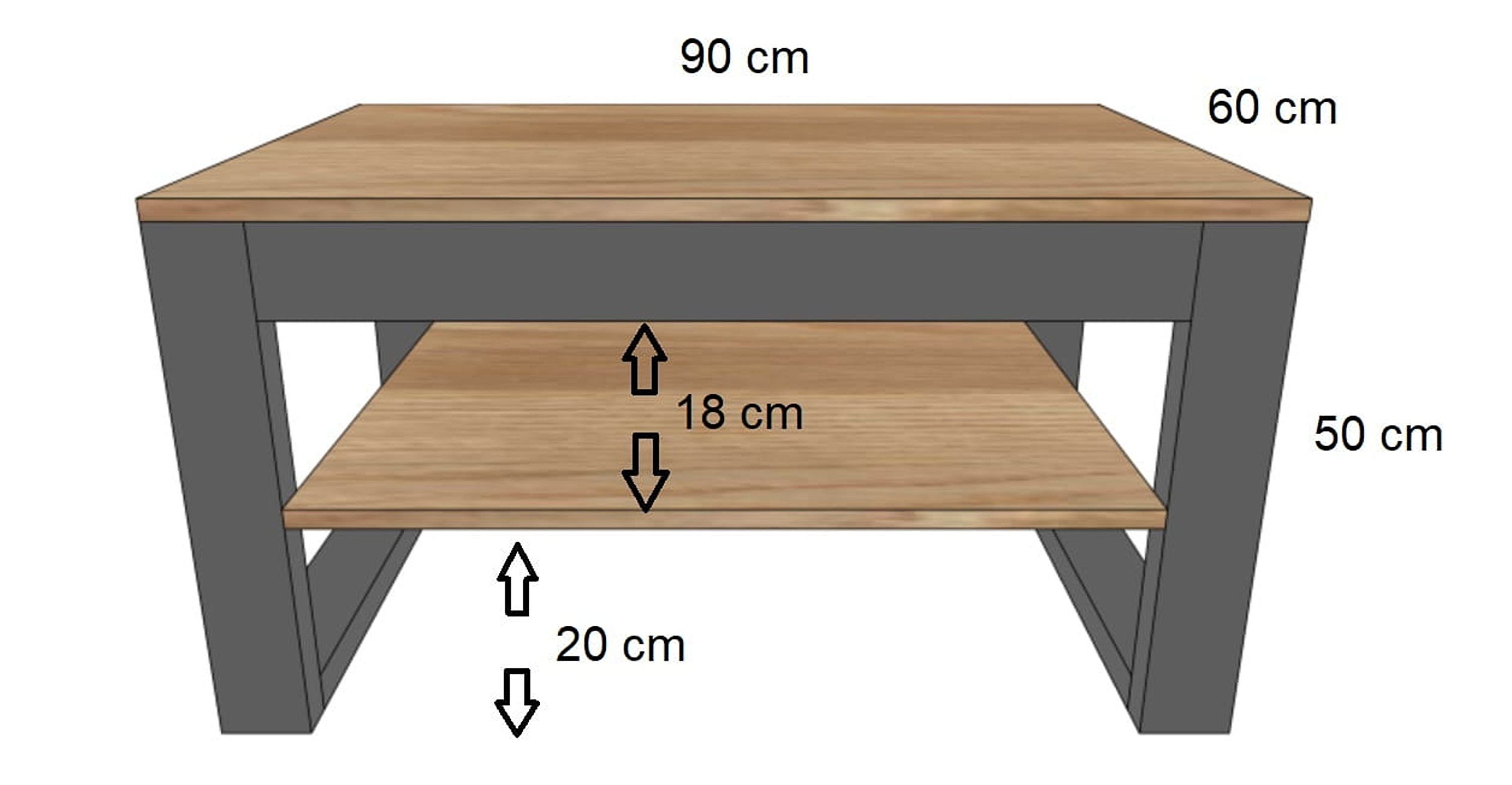 Design designimpex Tisch DA-222 Couchtisch 90x50x60cm Couchtisch - Beton Schwarz Wohnzimmertisch