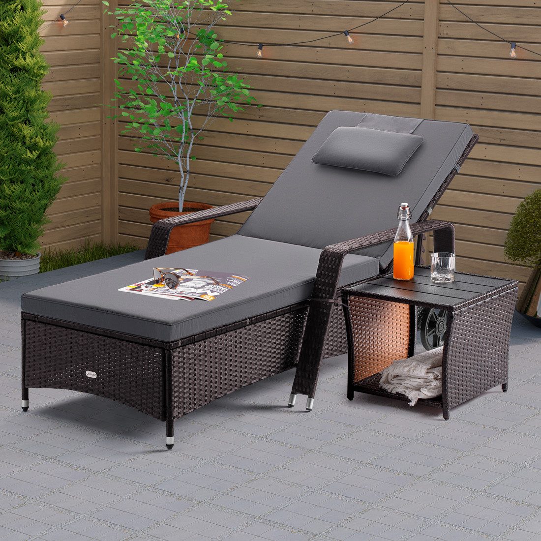 Casaria Beistelltisch (1-St), Polyrattan WPC Tischplatte günstig online kaufen
