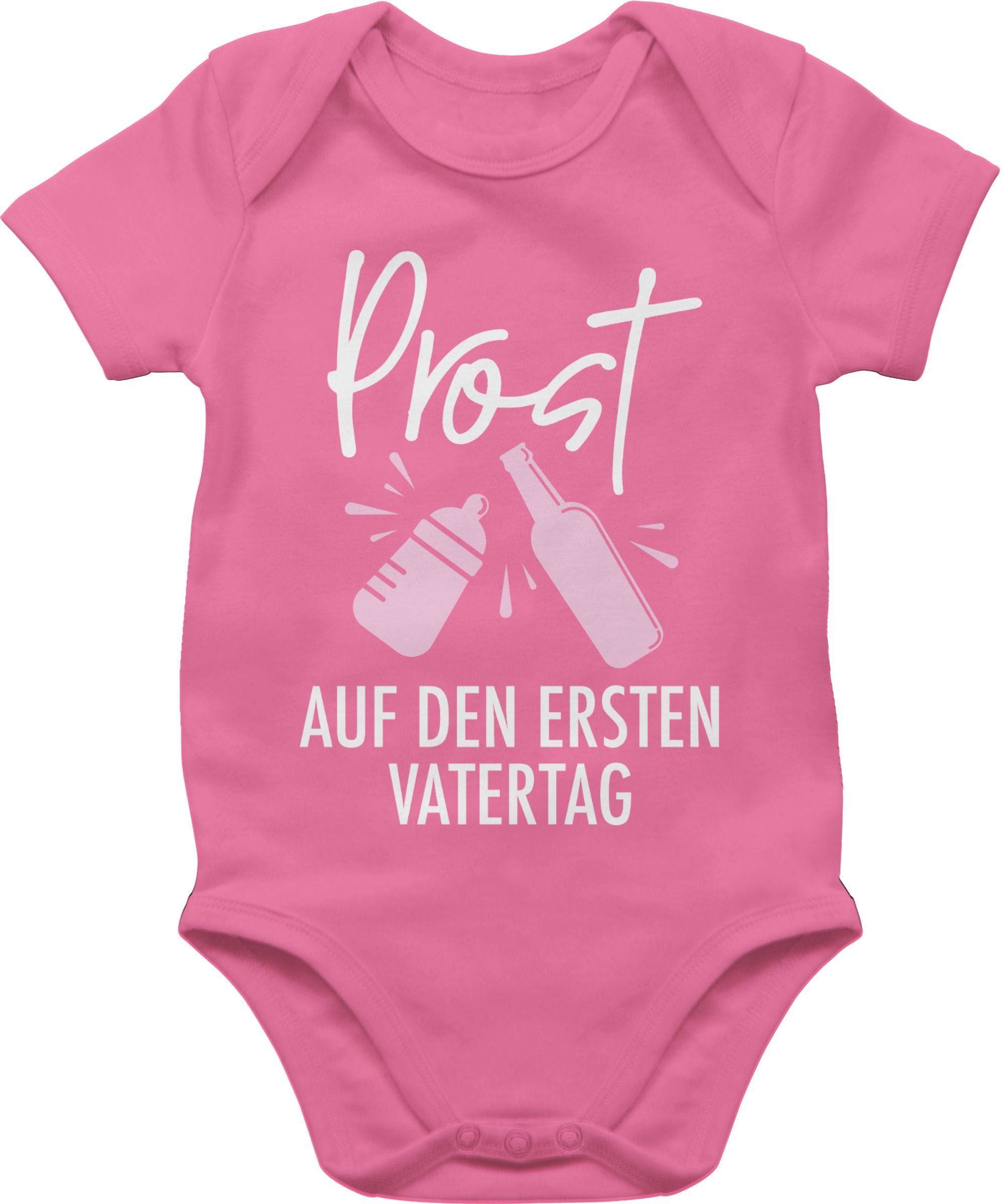 weiß/rosa Baby Geschenk Shirtbody auf Vatertag den - Shirtracer 2 Pink Prost ersten Vatertag
