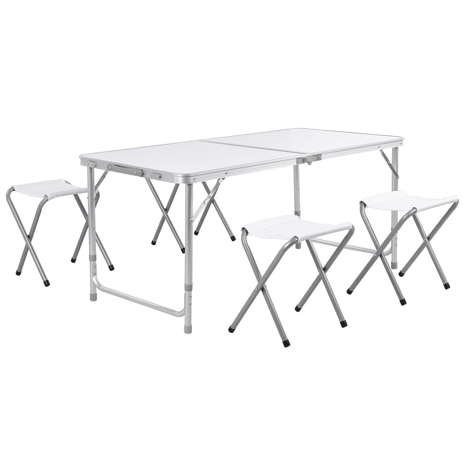 Homfa Campingtisch Klapptisch faltbar Gartentisch aus Aluminium Falttisch höhenverstellbar schwarz 180x60cm 