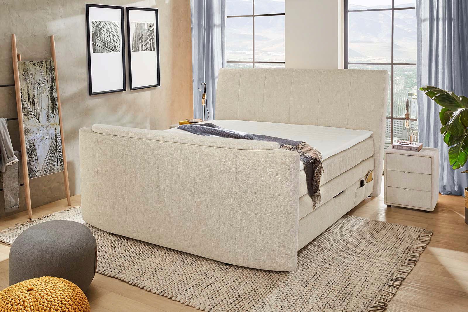 Jockenhöfer Gruppe Boxspringbett Bel Air erhältlich in der Größe 180x200cm, mit versenkbarem TV-Lift und Fernbedienung, Bettkasten/Stauraum