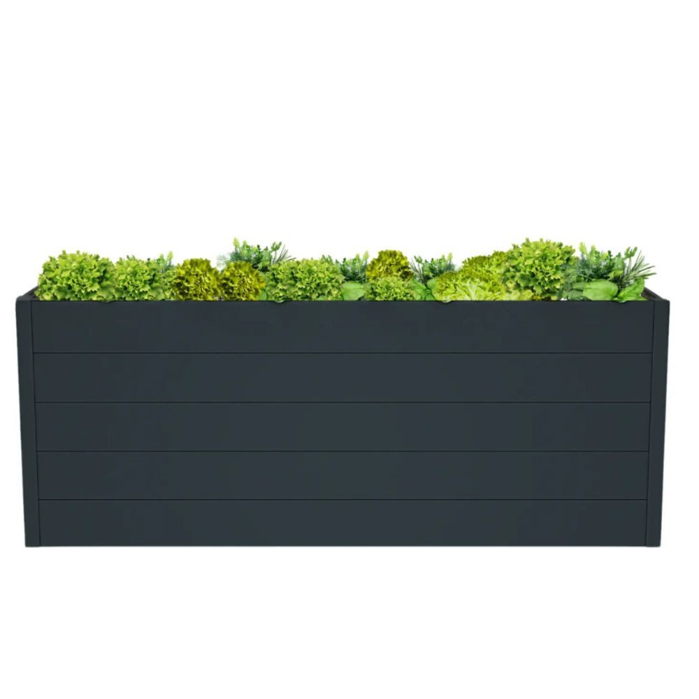 Mega-Holz Hochbeet Blumenbeet Aus Pulverbeschichteten Aluminium Anthrazit - 185x95x74 cm, Maße: 185x95x74 cm (BxTxH) Mit 1,68 m² Kulturfläche