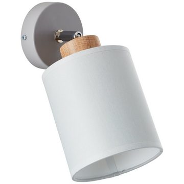 Lightbox Wandstrahler, ohne Leuchtmittel, Wandspot, 22 cm Höhe, E27, max. 25 W, schwenkbar, Metall/Holz/Textil