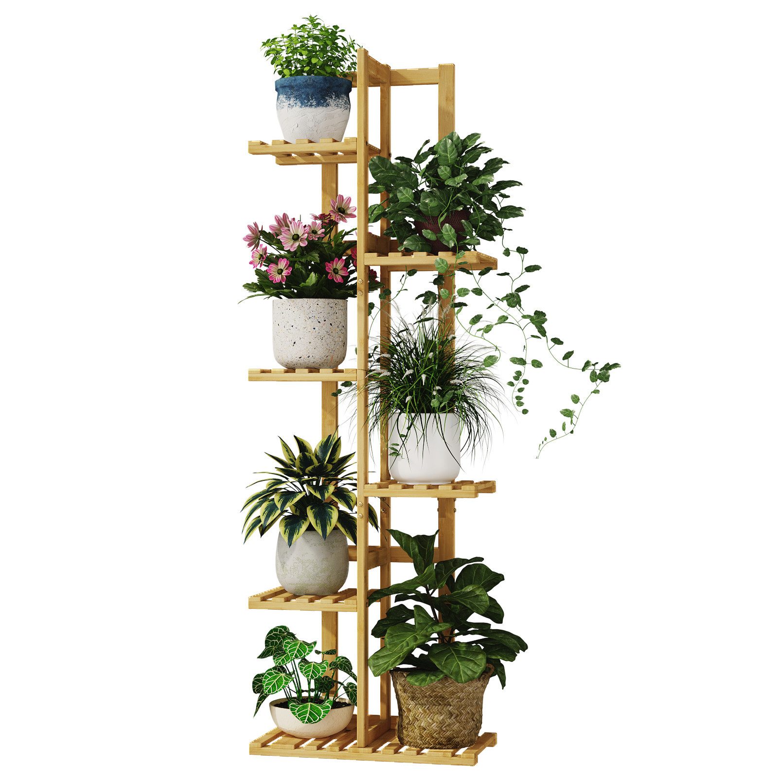 Bamworld Blumenständer Bambus-Pflanzenständer 6-stufig, 40 x 20,3 x 121,9 c günstig online kaufen