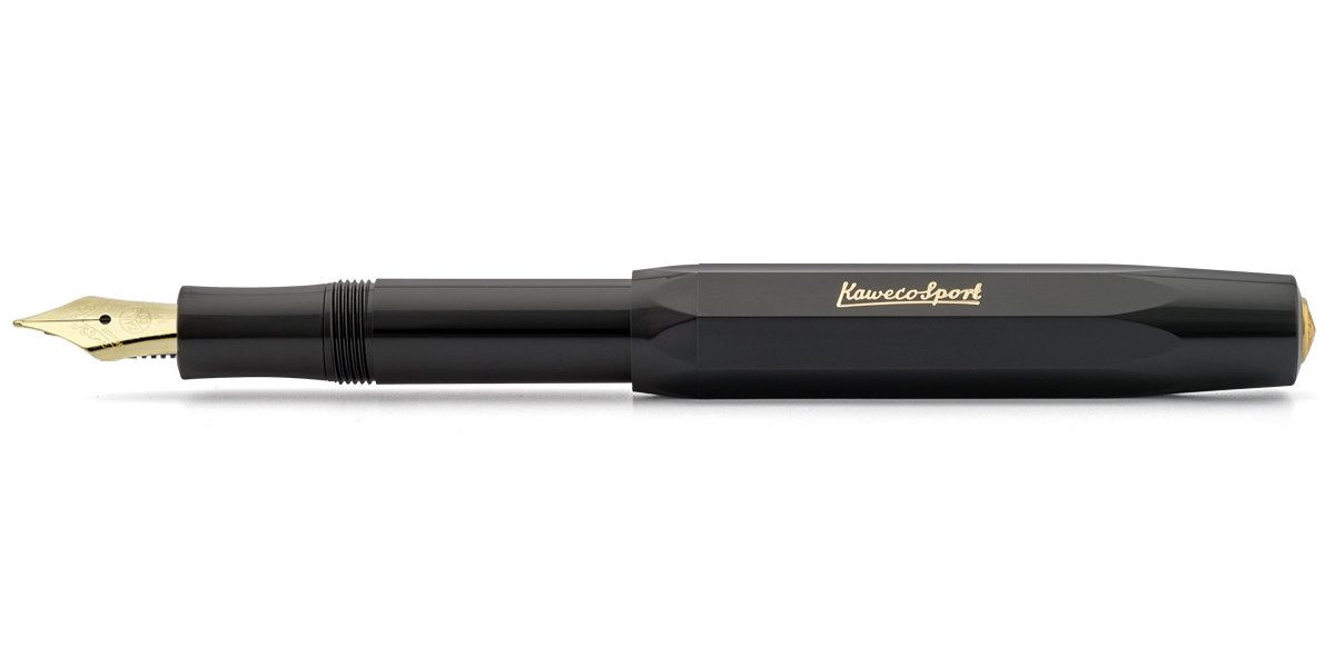 Kaweco Füllfederhalter Kaweco CLASSIC Sport Füllhalter Schwarz, Fein vergoldet