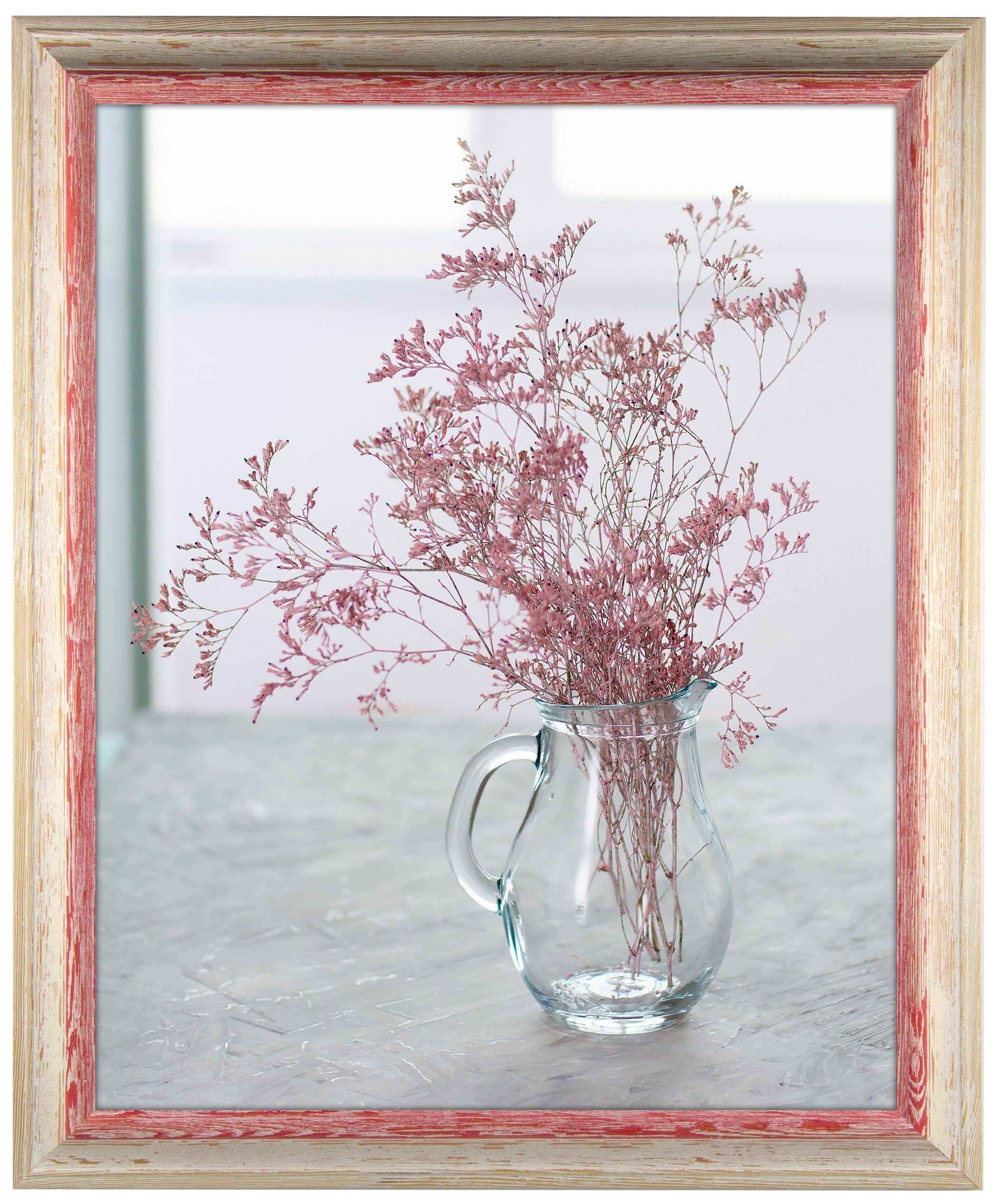 myposterframe Einzelrahmen Artemis Echtholz zweifarbig, (1 Stück), 20x28 cm, Rot Weiß Vintage, Echtholz