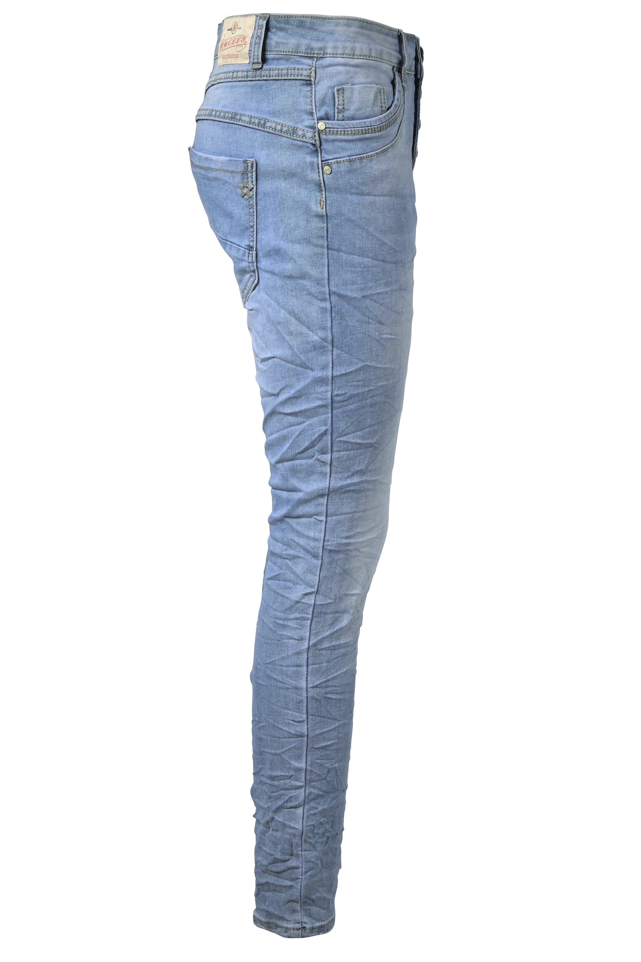 Jewelly Jeans Stretch im Five-Pocket Regular-fit-Jeans Crash-Look
