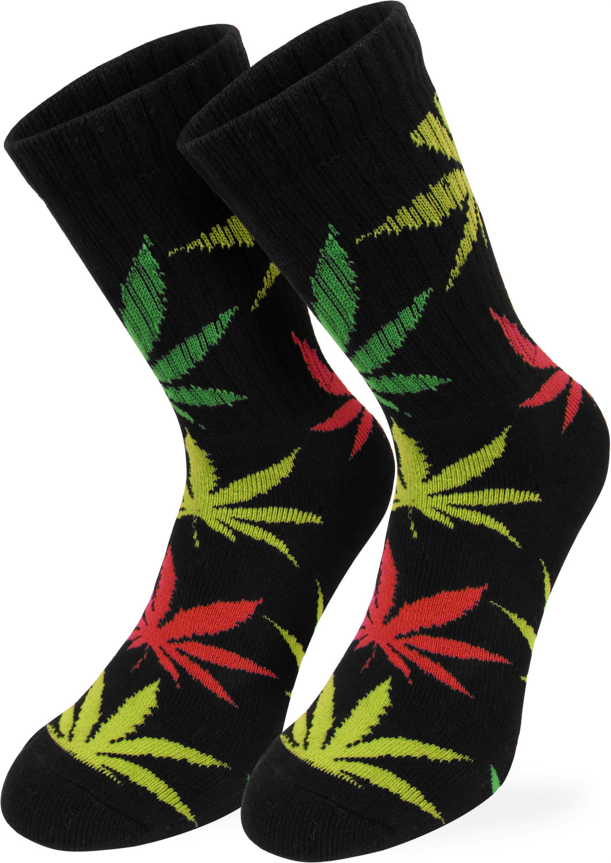 normani Sportsocken 6 Paar Hanf Tennissocken mit Hanf Blätter Muster (6er-Set)