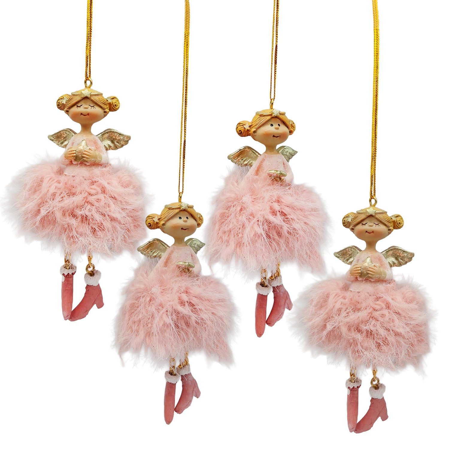 Logbuch-Verlag Dekofigur 4er-Set Engel Anhänger rosa-champagner flauschig c günstig online kaufen