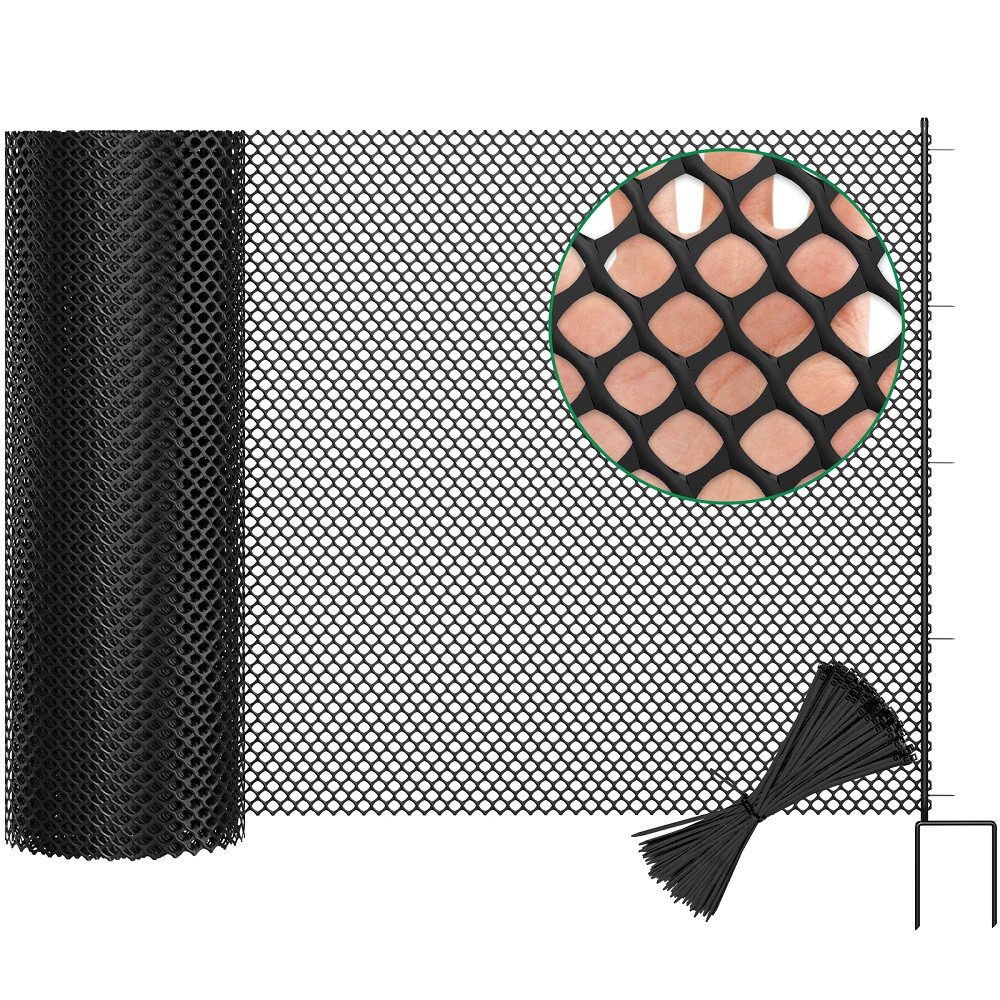 Meulbaty Hühnerzaun Gartenzaun, mobiler Hundezaun, Weidezaun, Geflügelnetz, (1-St), 100 cm hoch, 25 m lang, schwarz/grün
