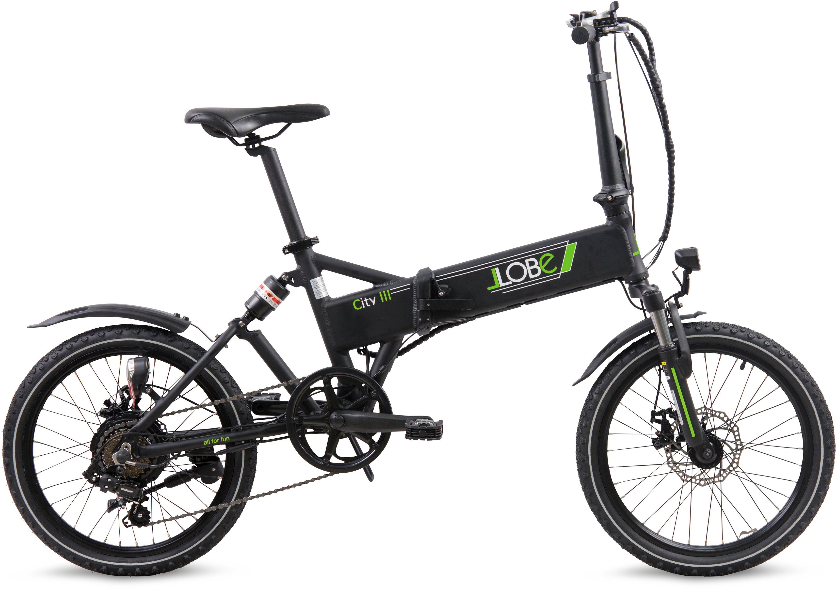 City Akku Shimano, 7 936 Wh E-Bike III Heckmotor, LLobe Kettenschaltung, Gang schwarz,