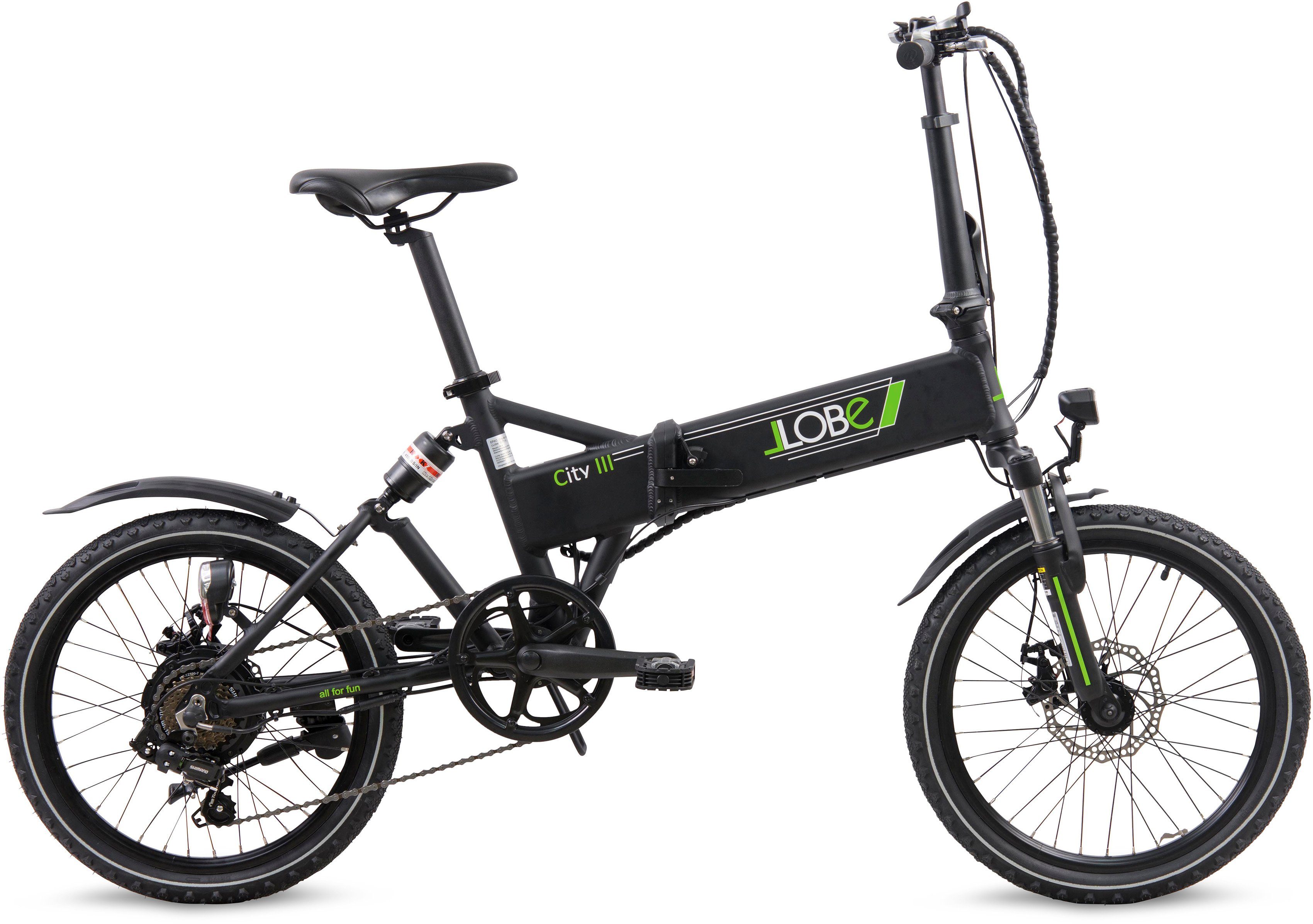 LLobe E-Bike »City III schwarz«, 7 Gang Shimano ...