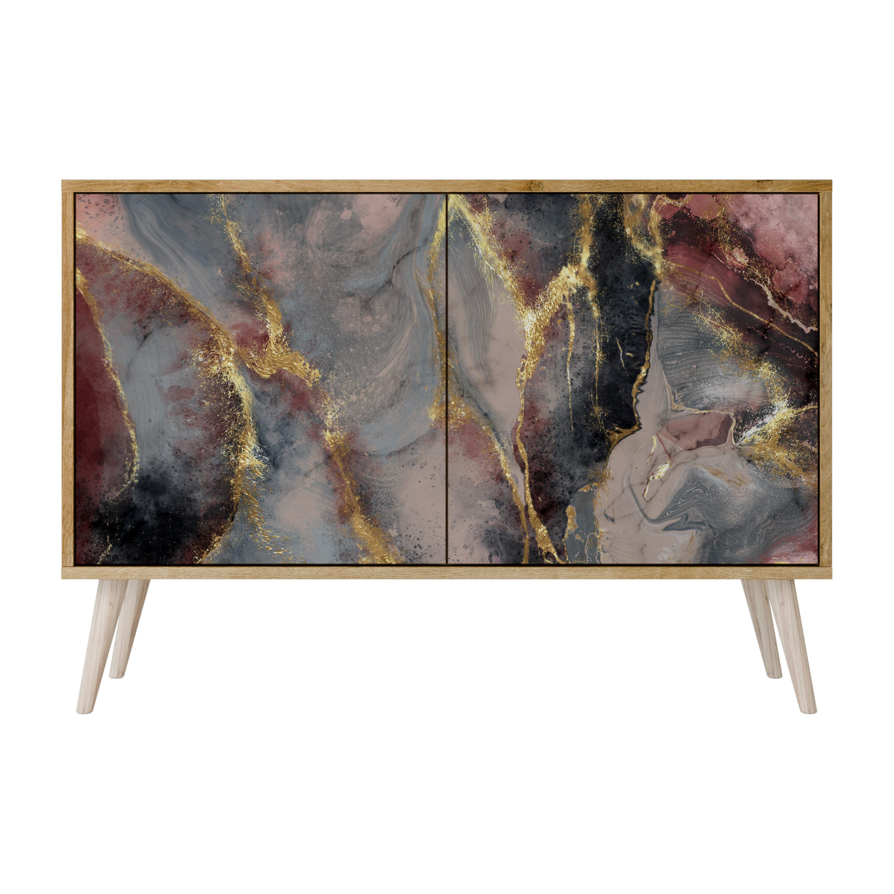 SPACEREBELS Kommode Sideboard Komodenschrank Möbel für Wohnzimmer Flur Esszimmer, mit 2 Türen oder mit 3 Türen