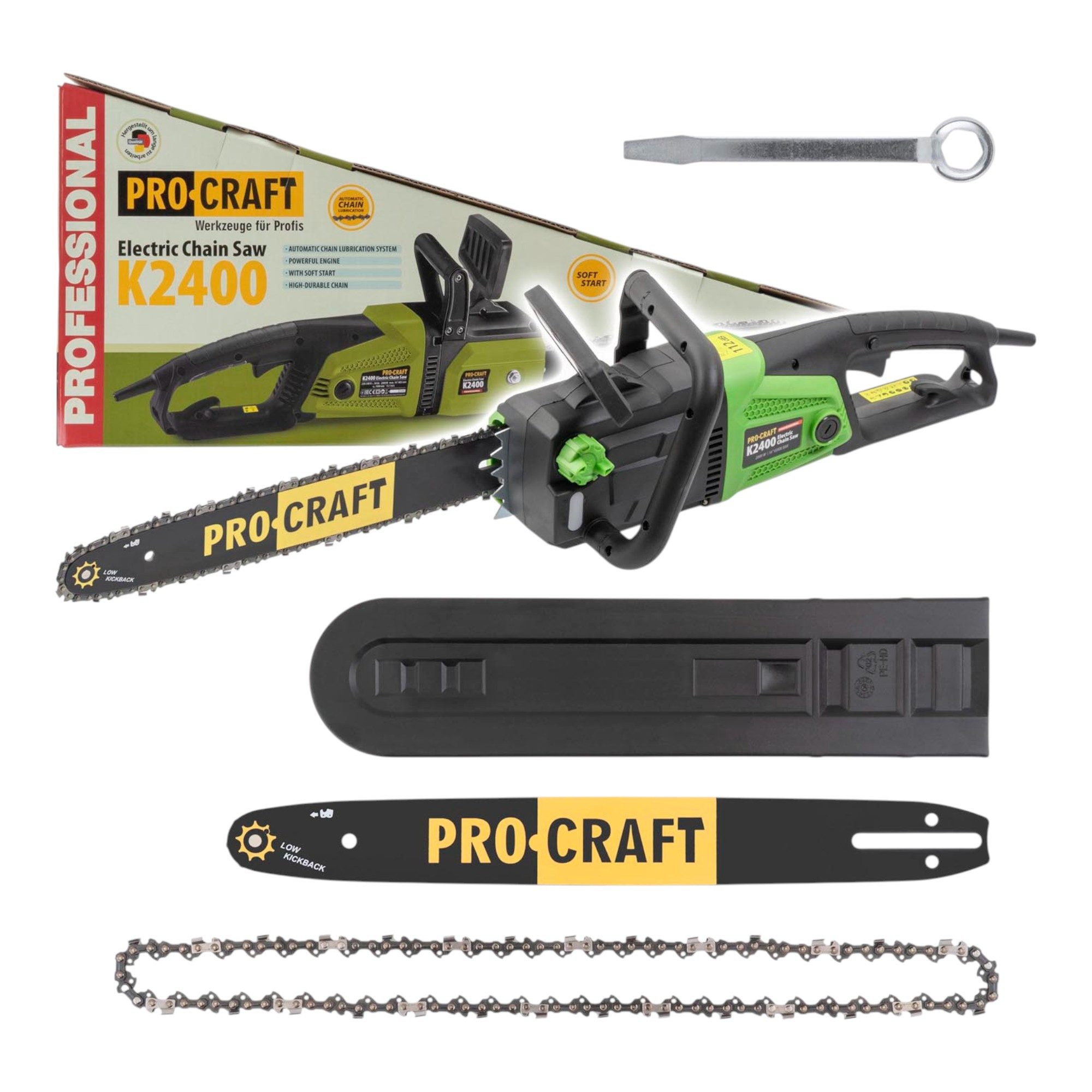 PRO CRAFT Elektro-Kettensäge Procraft K2400 Kettensäge 2000 Watt 405 mm Schnittlänge