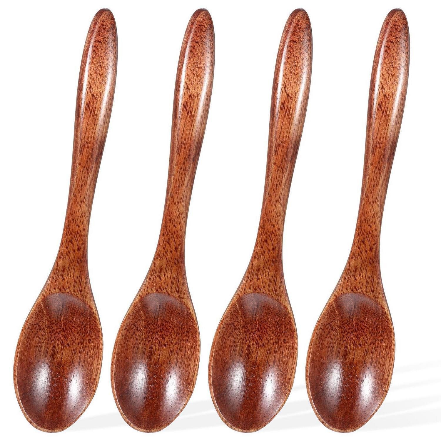 LuxusKollektion Teelöffel Holzlöffel Klein 4er Set Nanmu Holz Handgefertigt