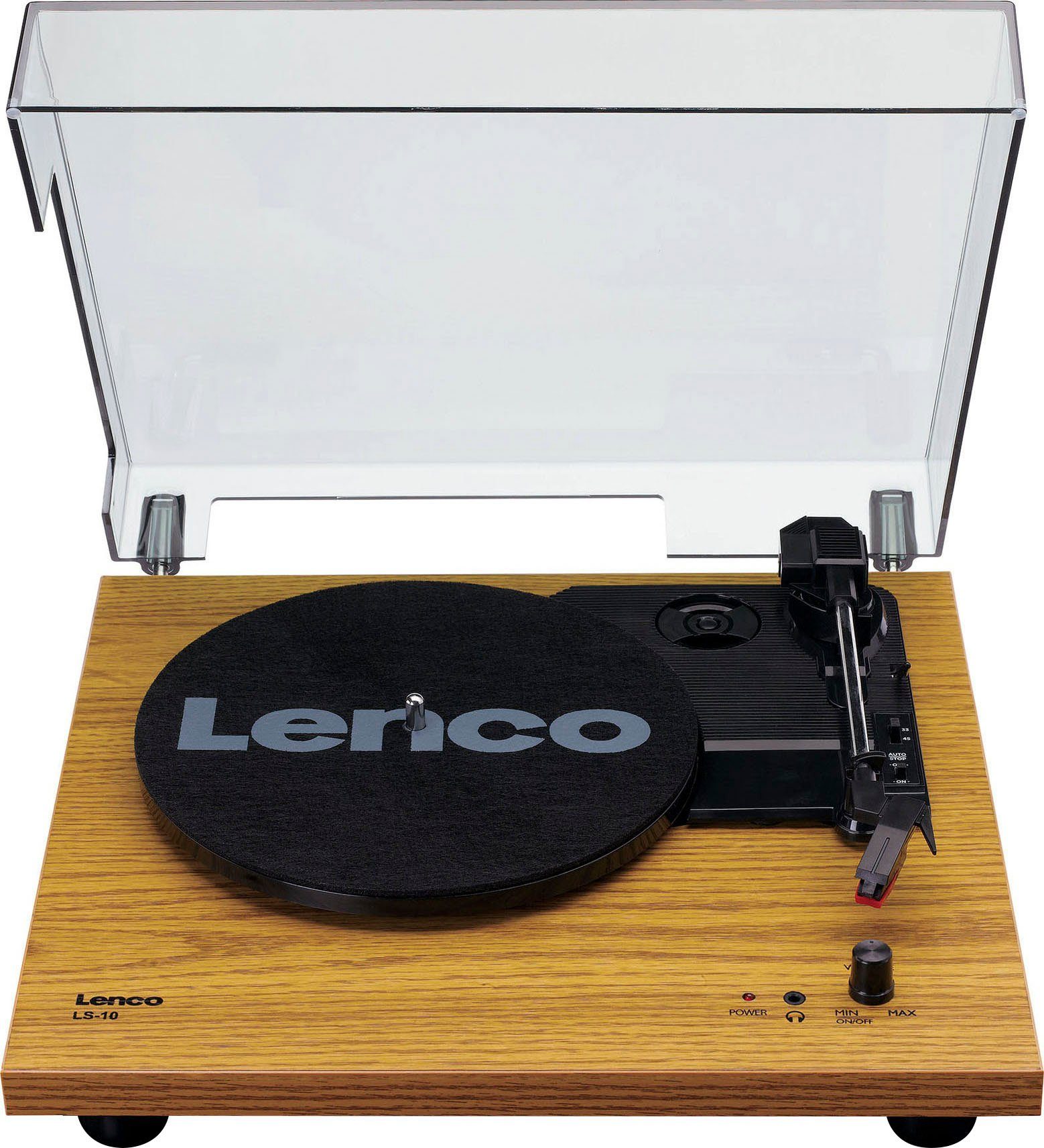 (Weiß/Holz) mit LS-10WD Lenco Plattenspieler Lautsprechern Plattenspieler (Riemenantrieb)