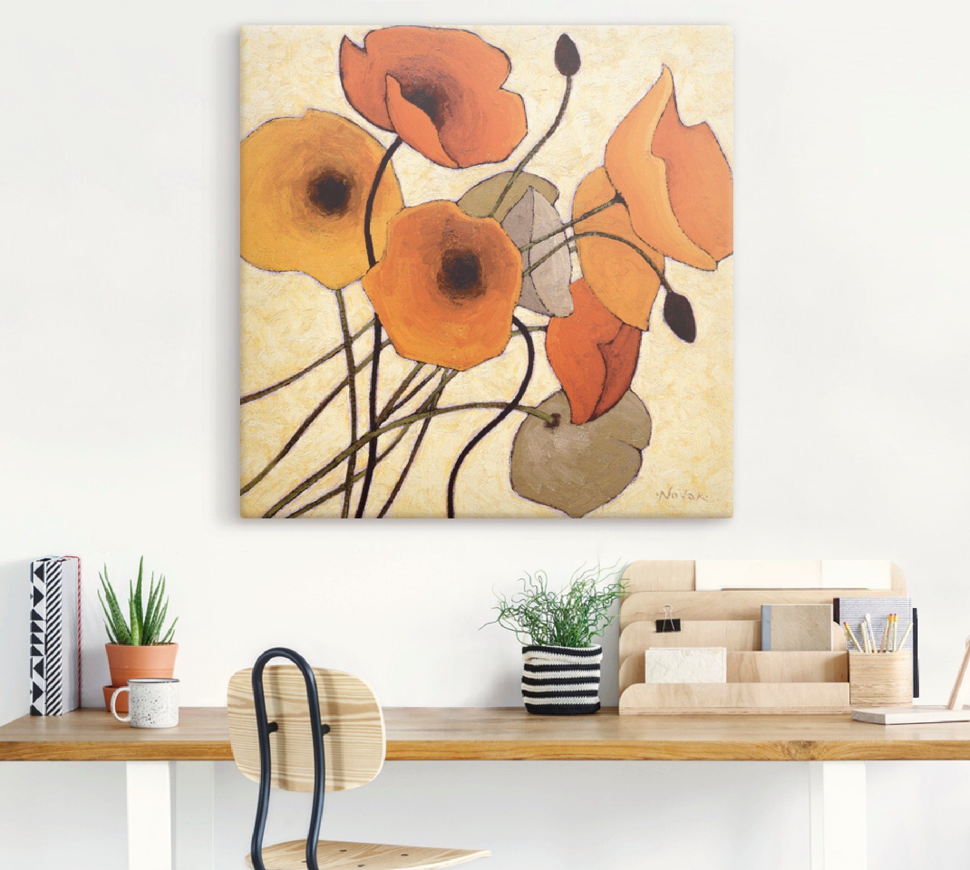 Artland Leinwandbild Kürbismohn II, Blumen (1 St), auf Holzrahmen gespannt