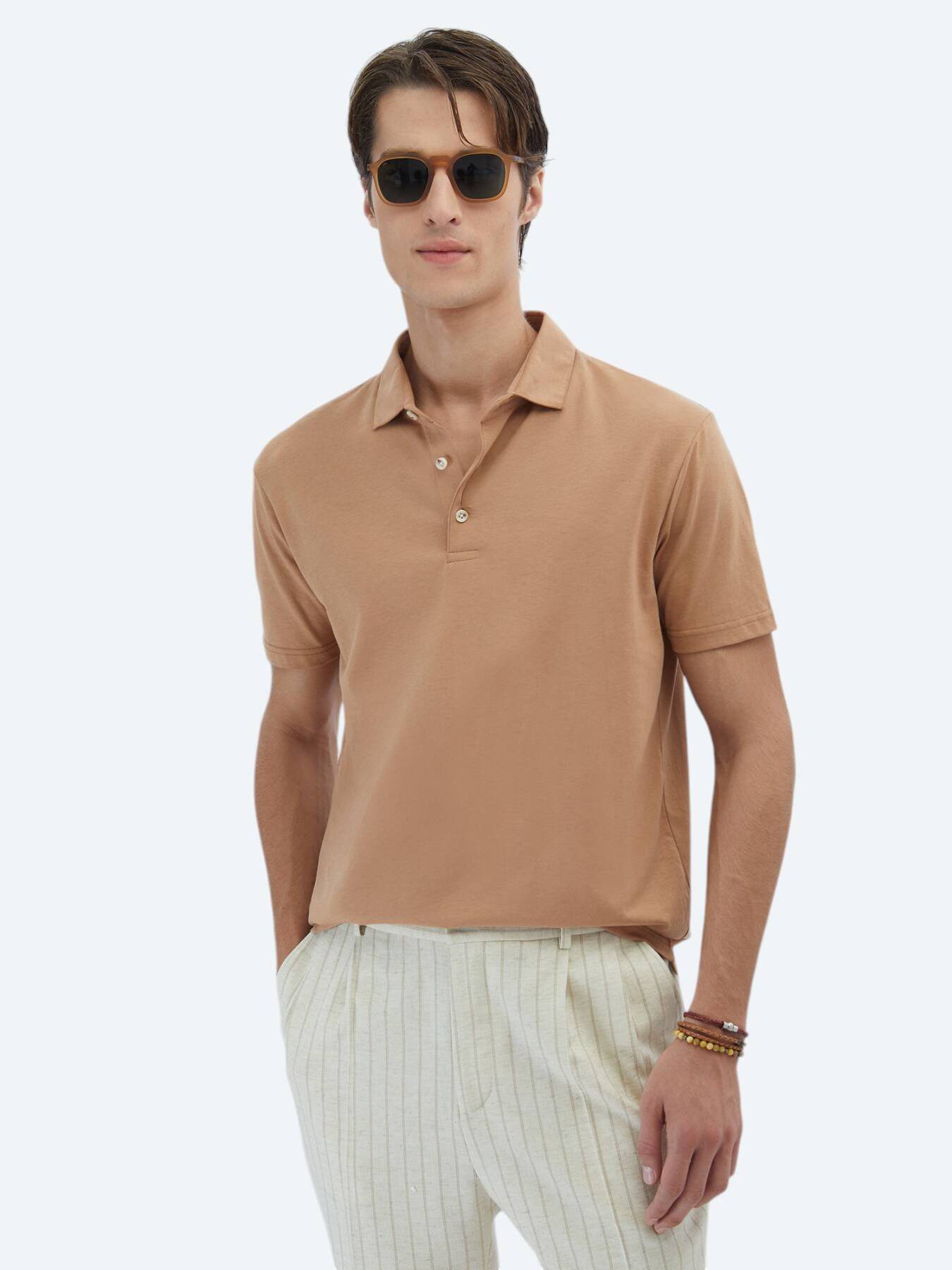 KİP T-Shirt Einfaches Baumwoll-Polo mit Rollkragen