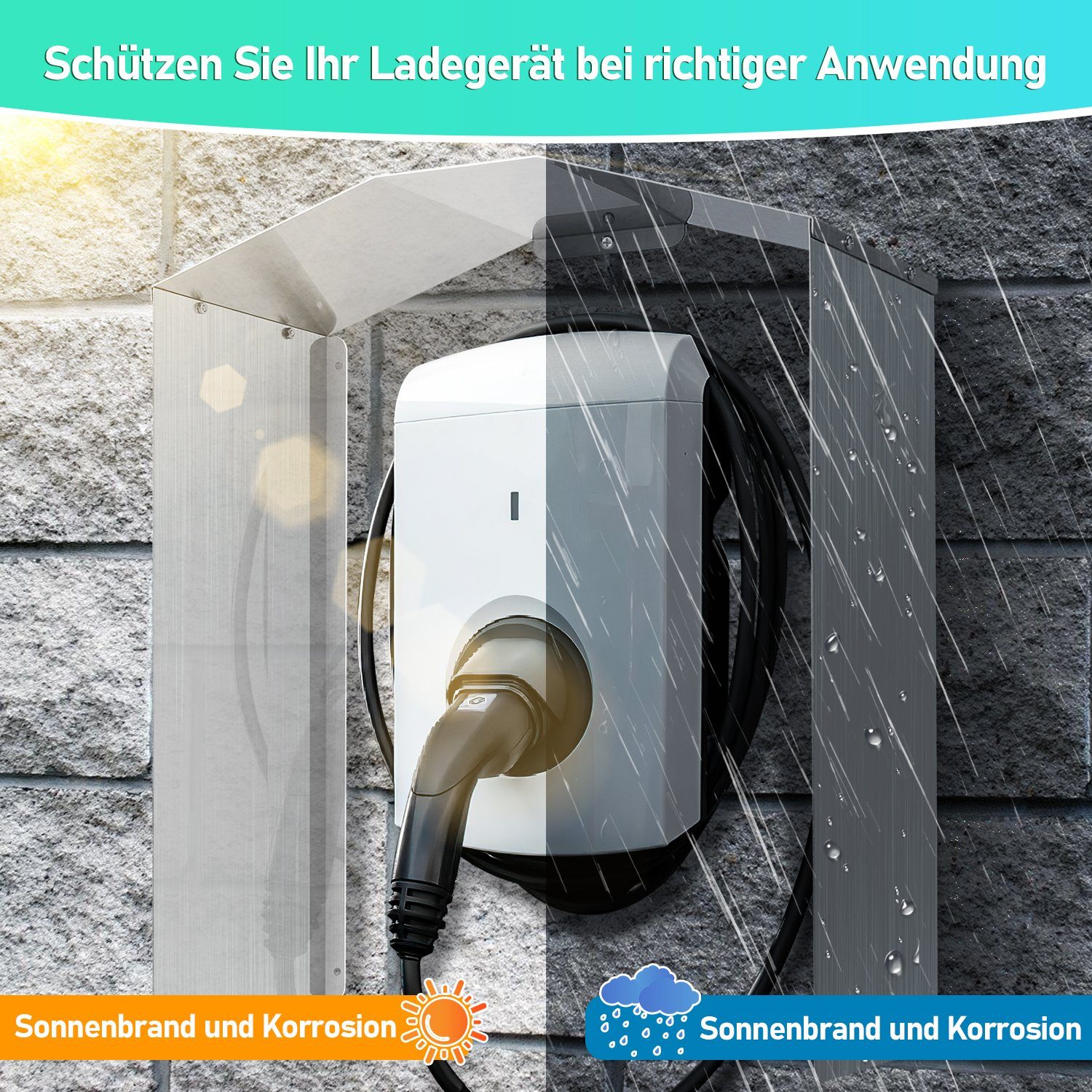 Gimisgu Wallbox Wetterschutz Abdeckung für (1-tlg) Edelstahl x cm 45 20 Elektroauto-Ladestation-Halterung, Wallbox x 40