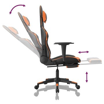 vidaXL Bürostuhl Gaming-Stuhl mit Massage Fußstütze Schwarz Orange Kunstleder Bürostuh