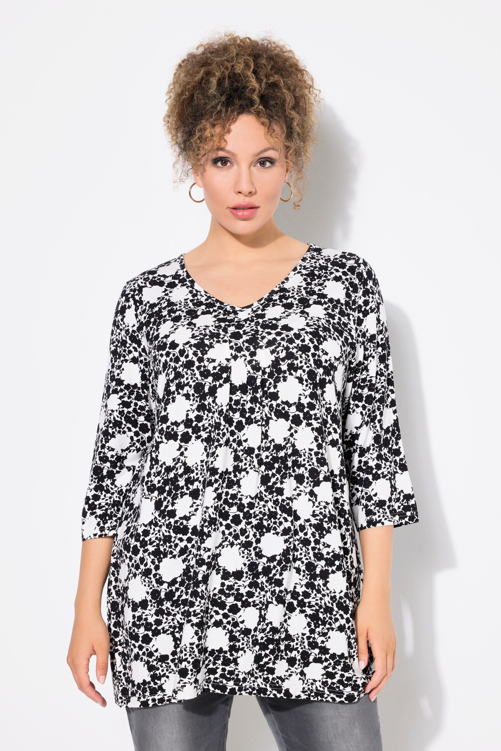 Ulla Popken T-Shirt Shirt Blüten A-Linie günstig online kaufen